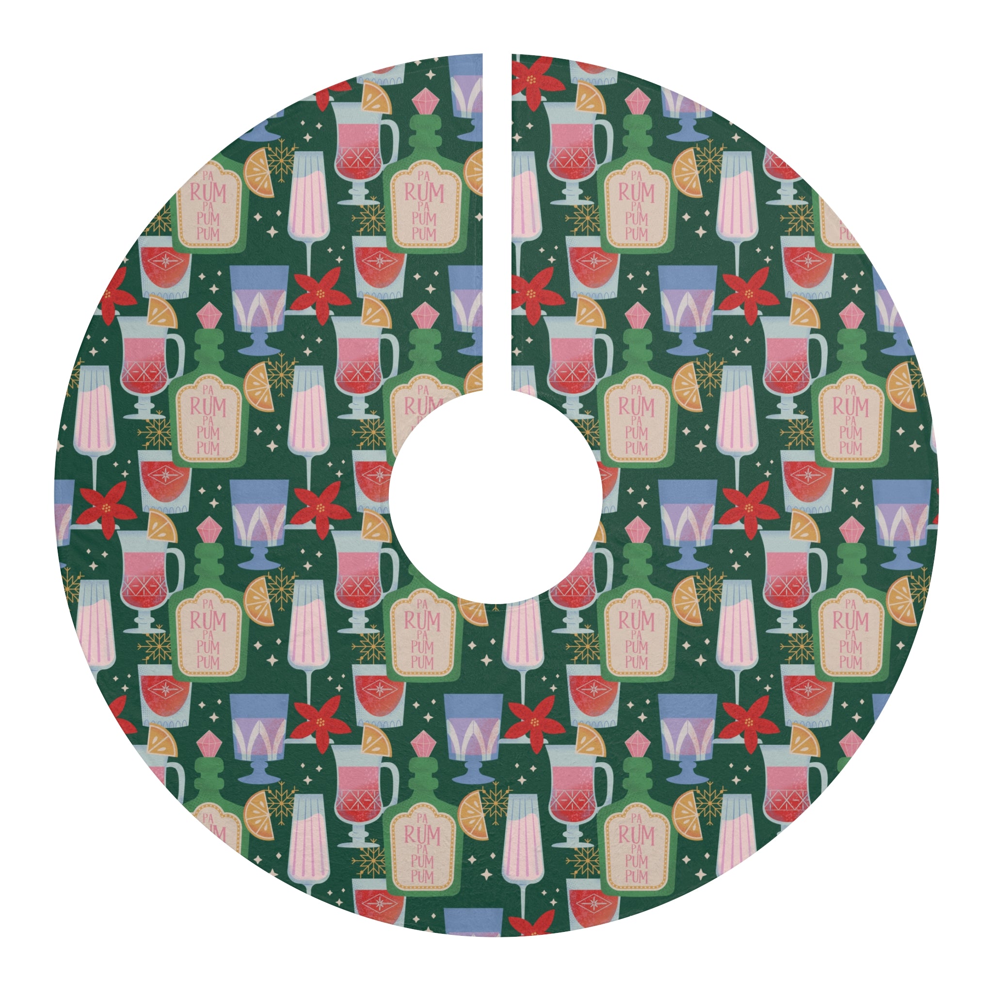 Rum Pa Pum Pum & Cola - Retro Christmas Tree Skirt