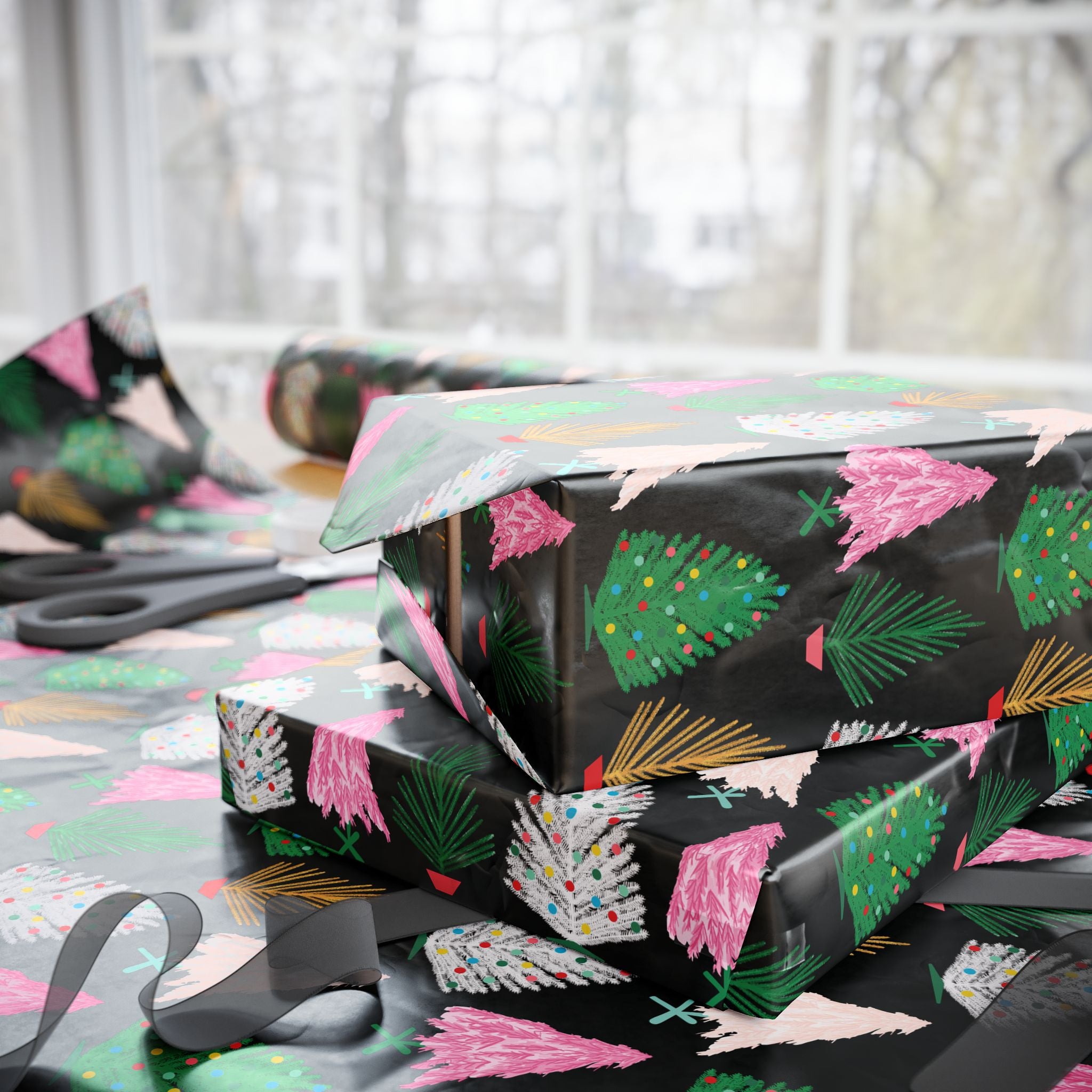 Aluminum Tree Farm - Retro Christmas Wrapping Paper