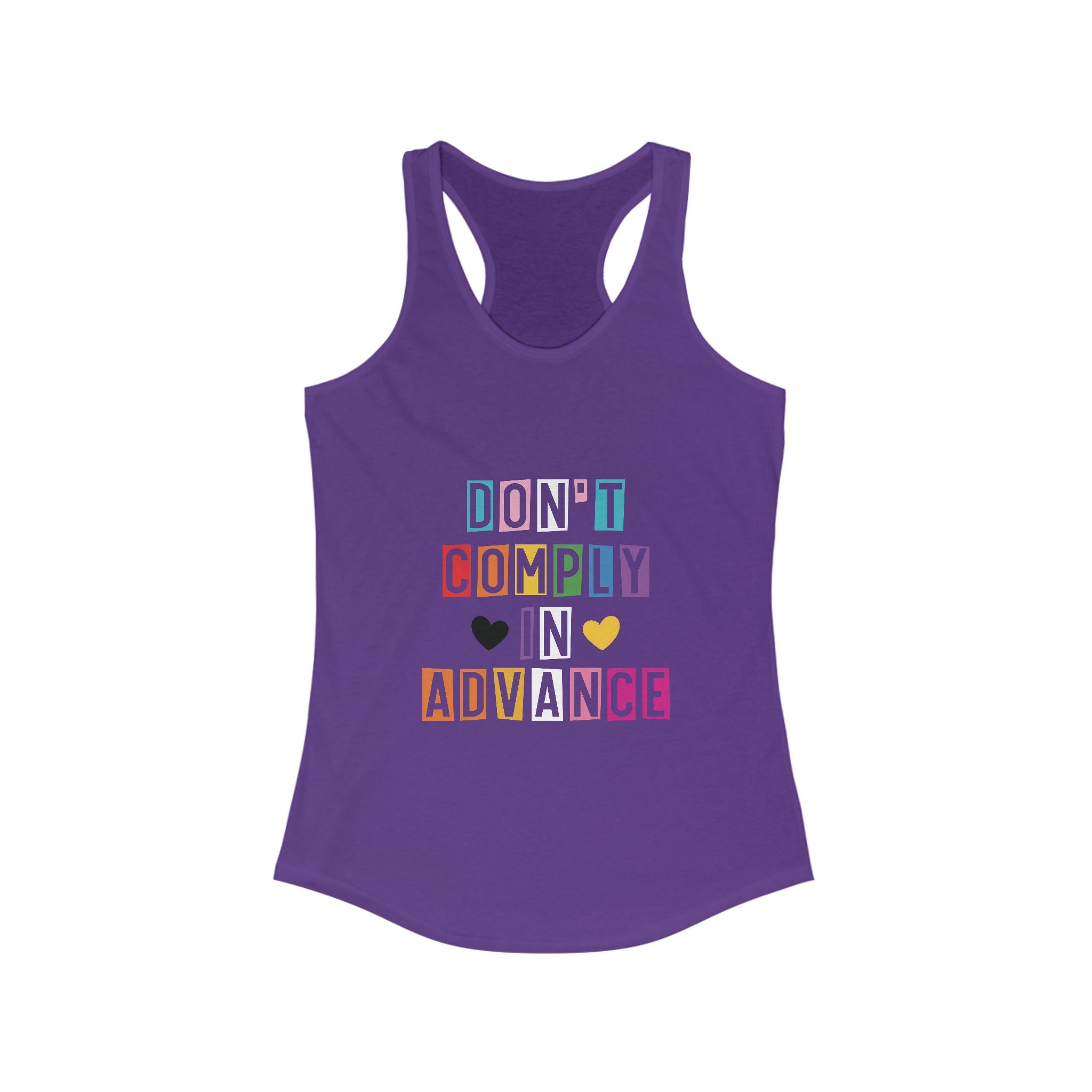 Don't Comply in Advance - Retro LGBTQ Racerback Tank