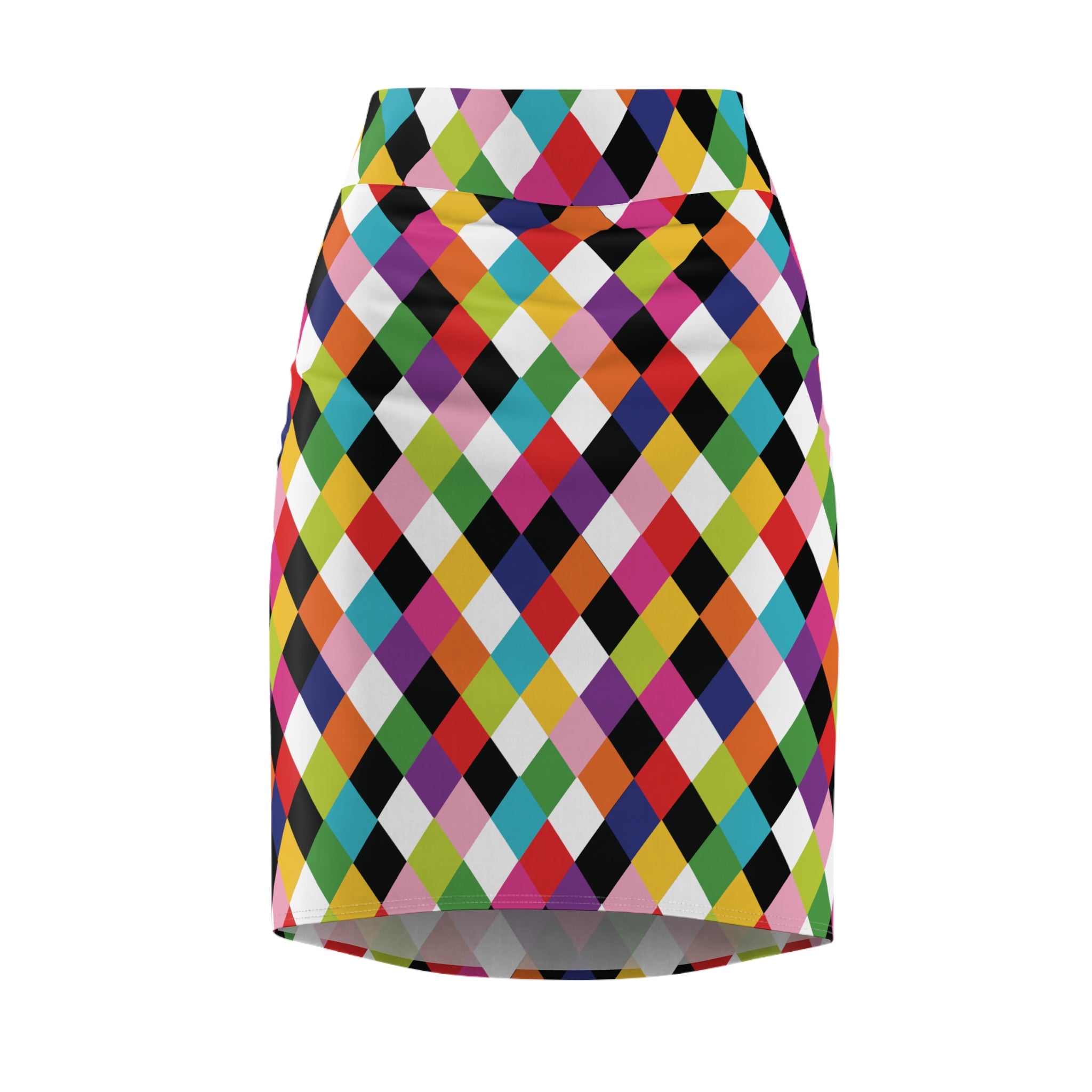 Harlequin Party - Retro Colorful Pencil Skirt