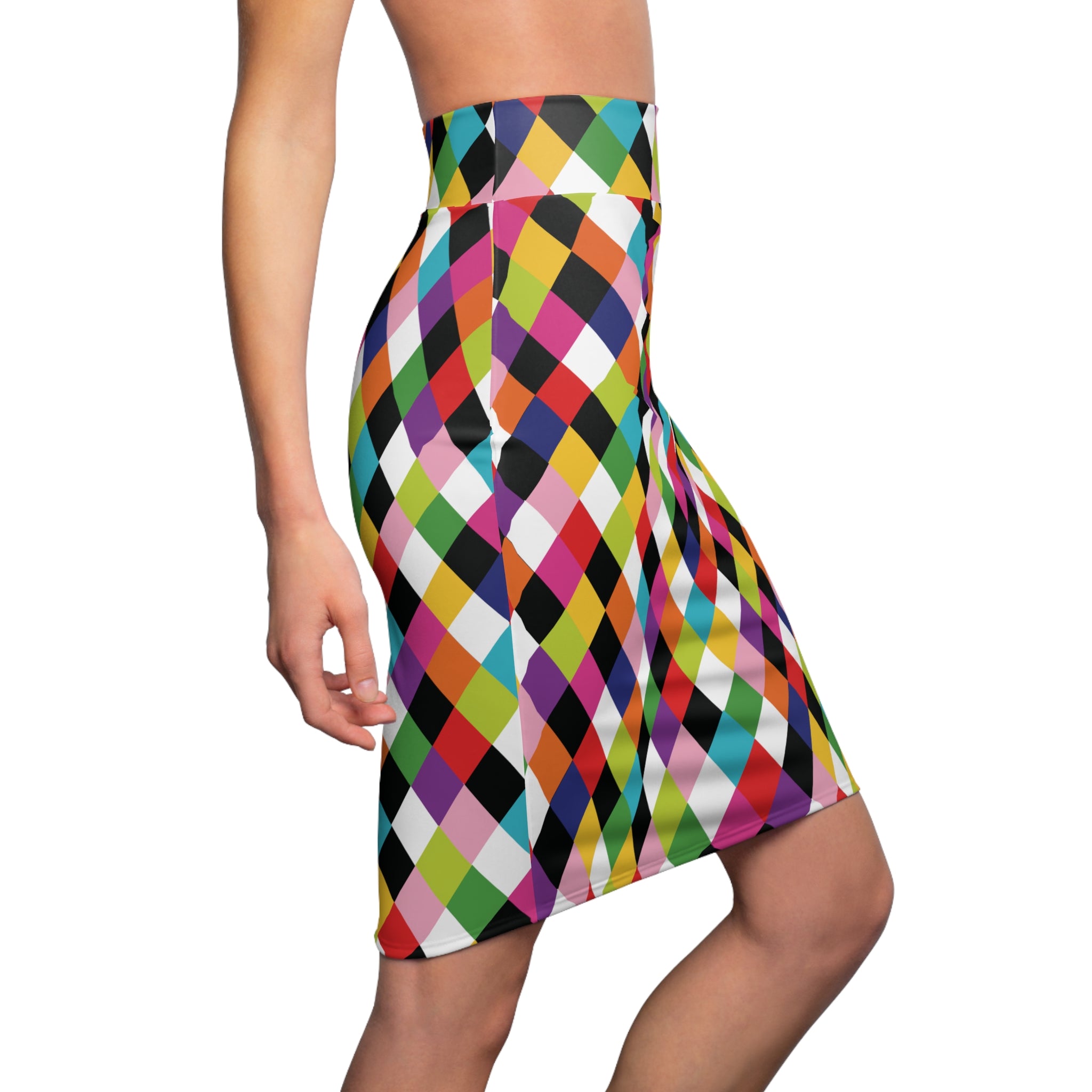 Harlequin Party - Retro Colorful Pencil Skirt