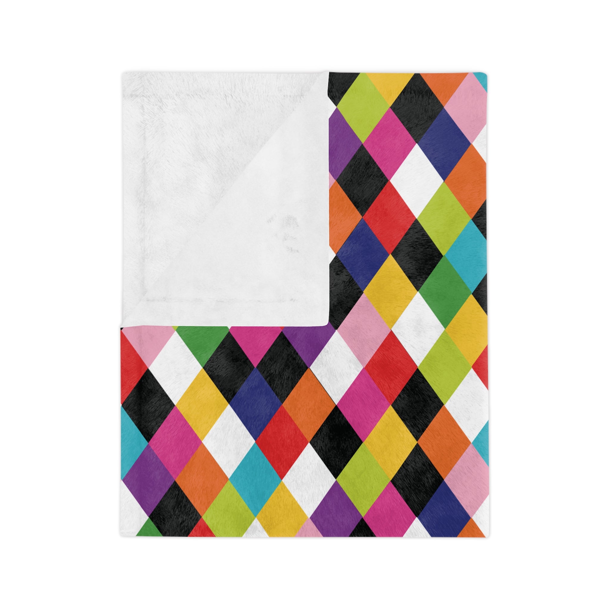 Harlequin Party - Retro Colorful Velveteen Blanket