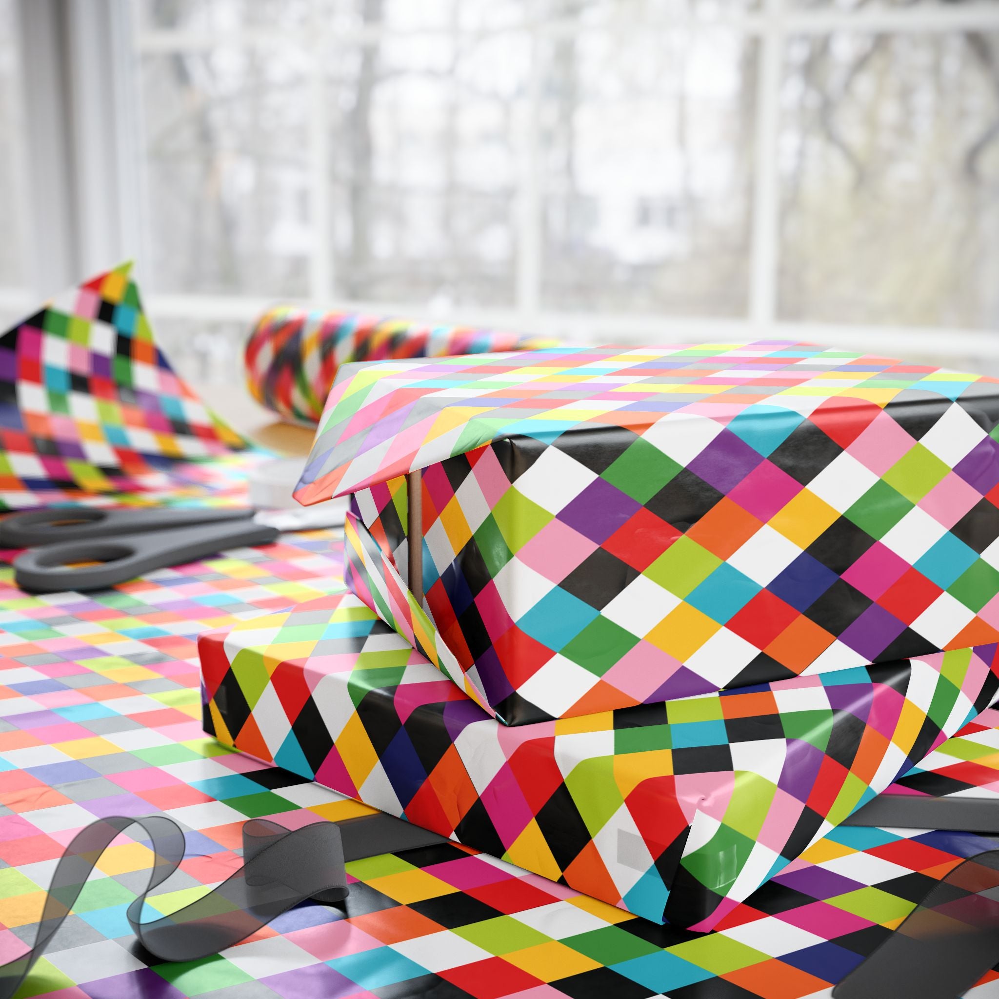 Harlequin Party - Retro Colorful Wrapping Paper