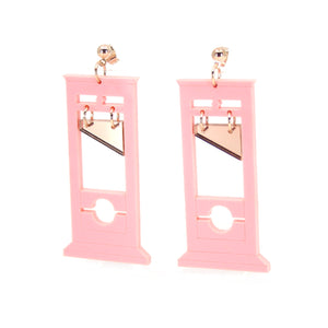 Eat The Rich Blush Pink & Rose Gold Guillotine Earrings Earrings Restrained Grace