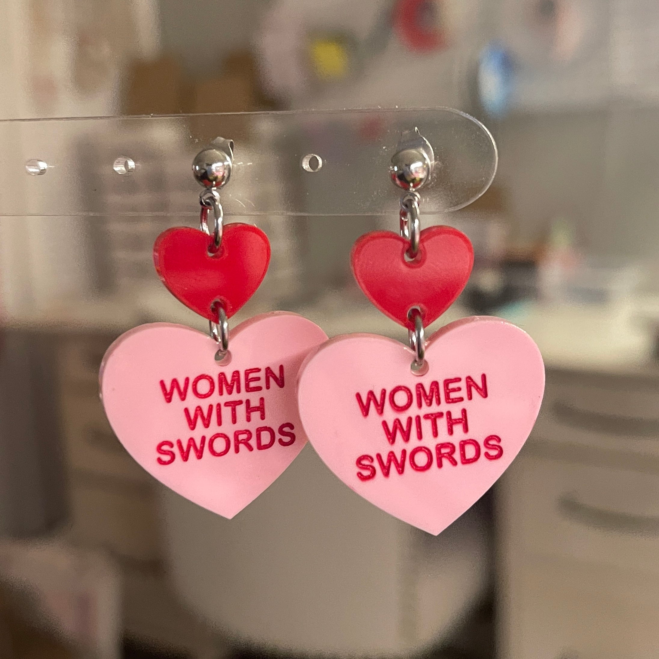 Women With Swords - Candy Heart Earrings