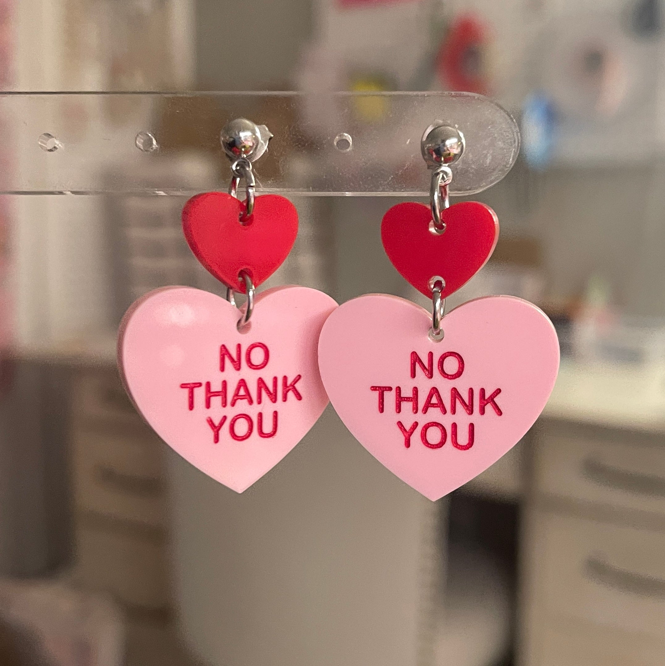 No Thank You - Candy Heart Earrings