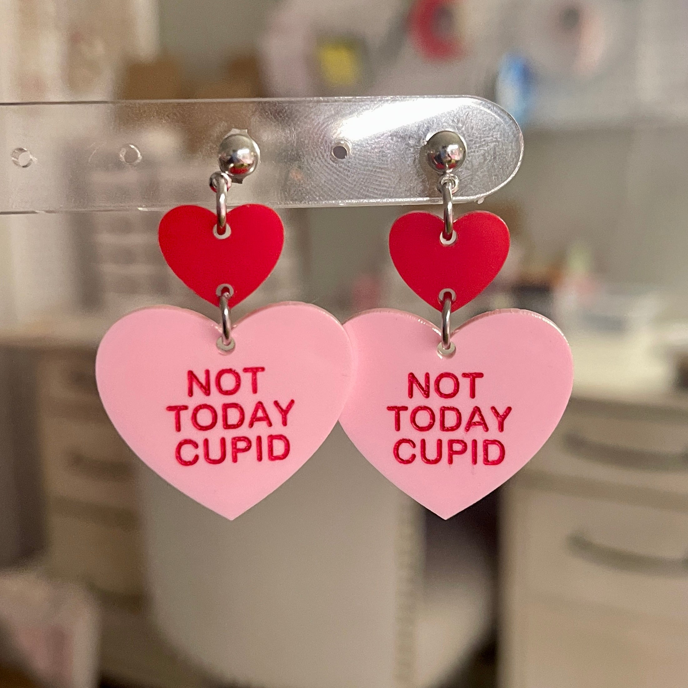 Not Today Cupid - Candy Heart Earrings
