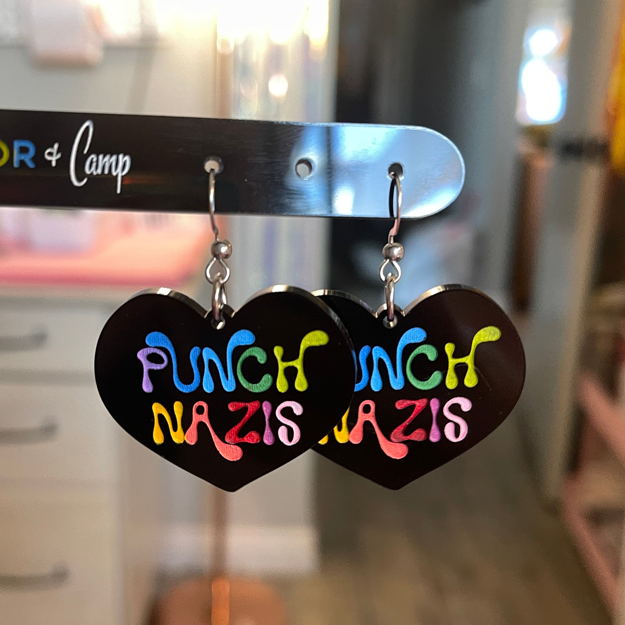 Punch 'Em - Retro Rainbow Heart Earrings