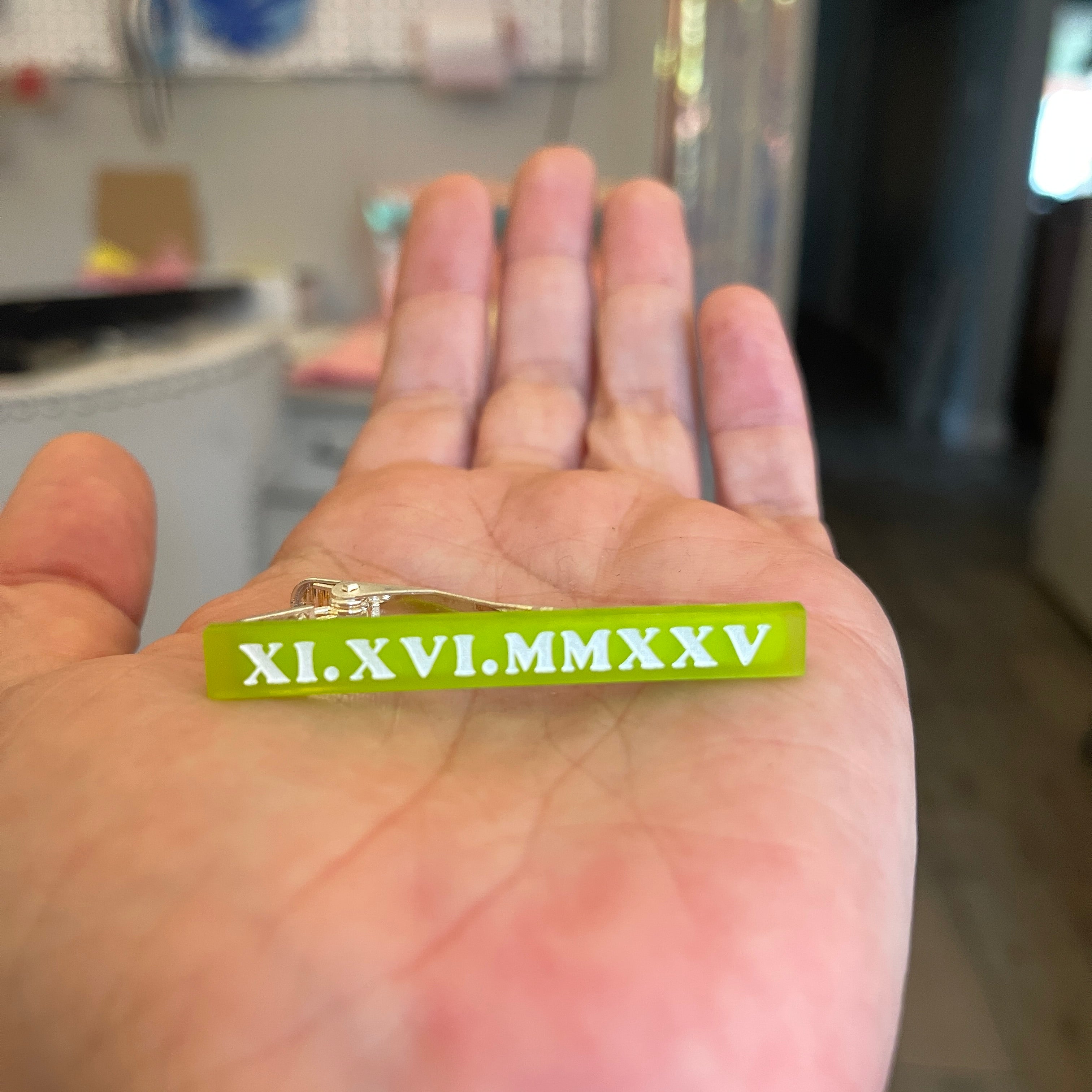 Roman Numeral Date Tie Clip
