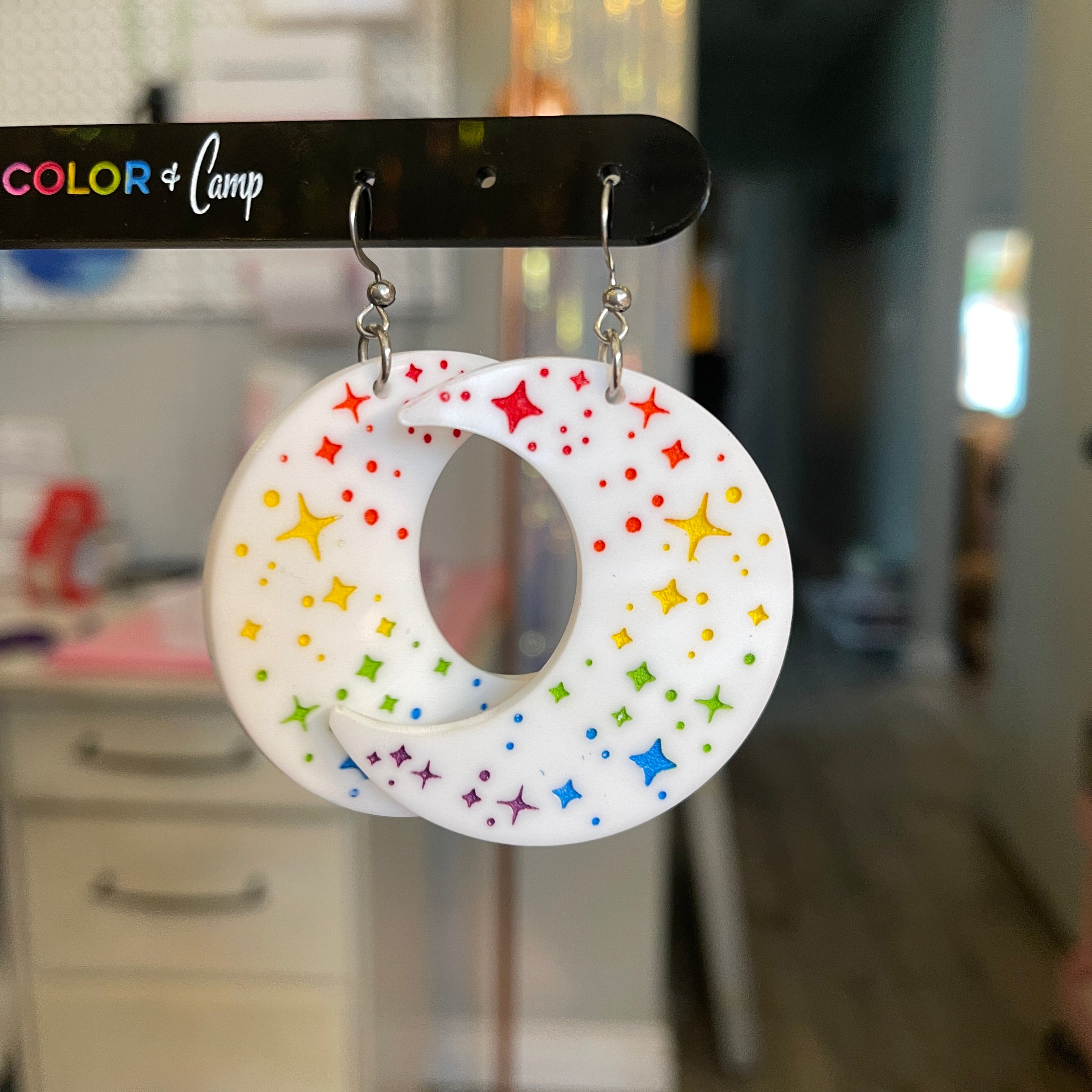 Design Your Own Sparkle Moon Pride Earrings