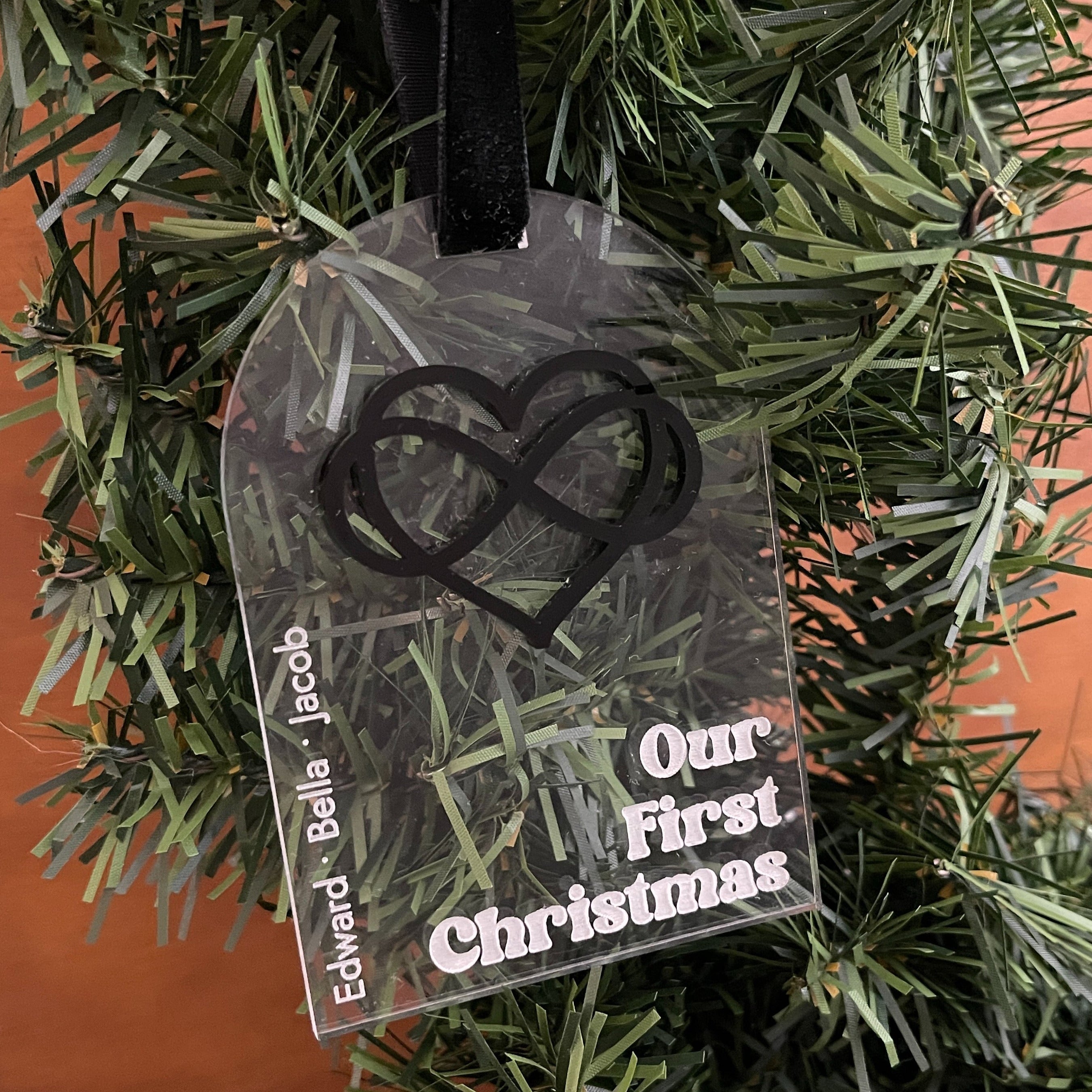 Personalized Our First Christmas Subtle Polyamory Ornament Ornament Restrained Grace