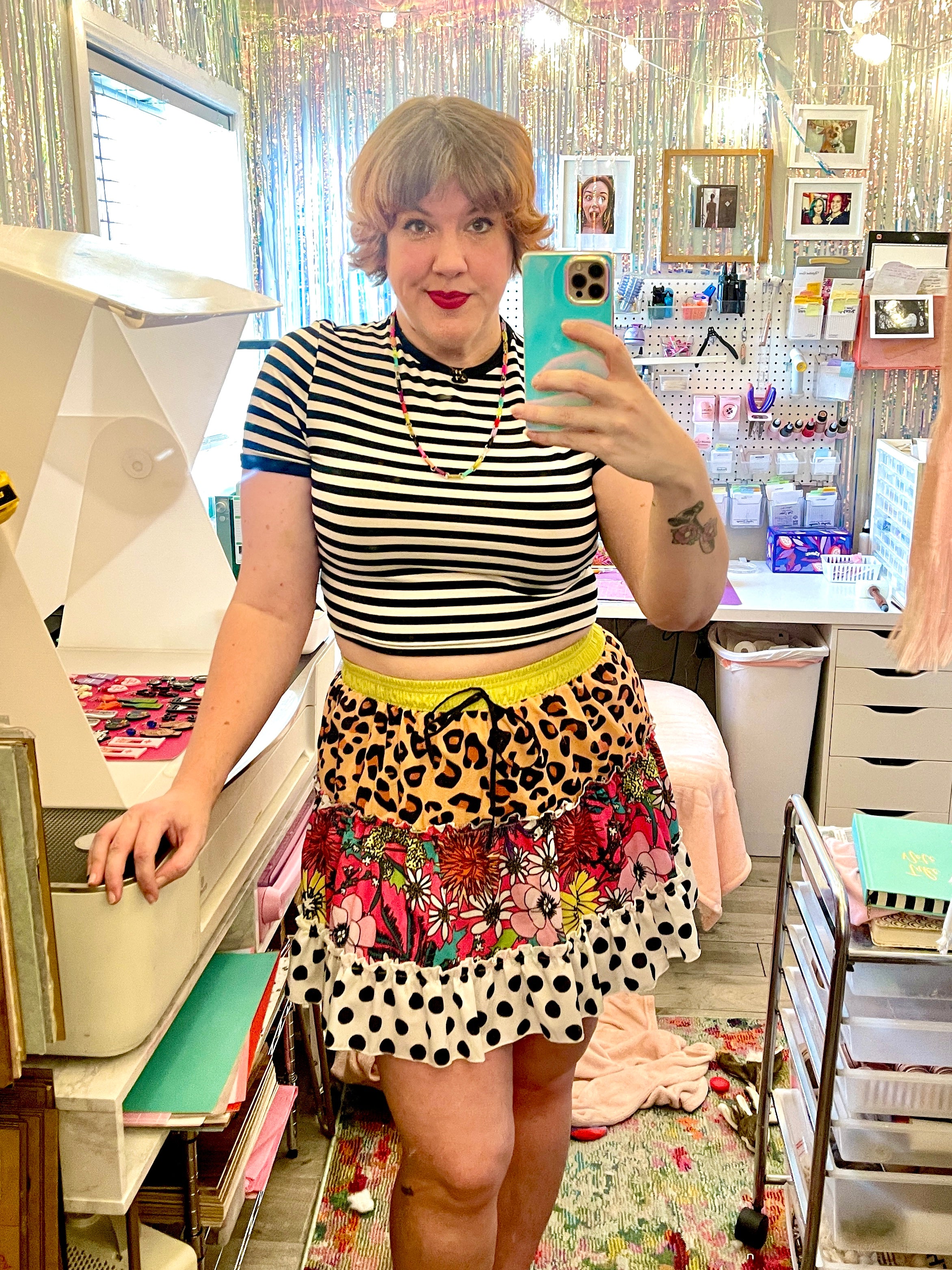Power Clashing Ruffled Mini Skirt