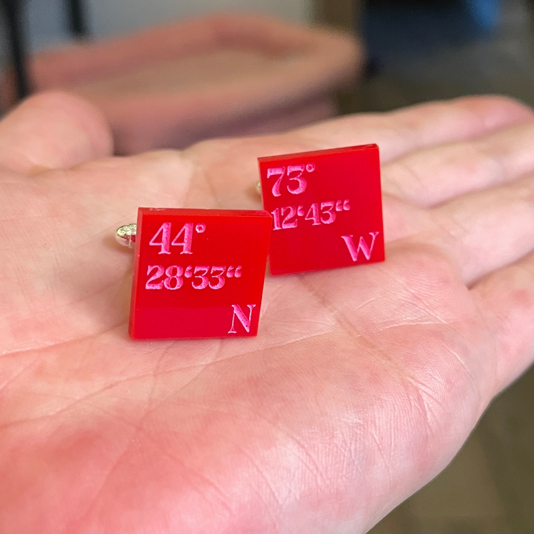 Custom Latitude & Longitude Square Cuff Links