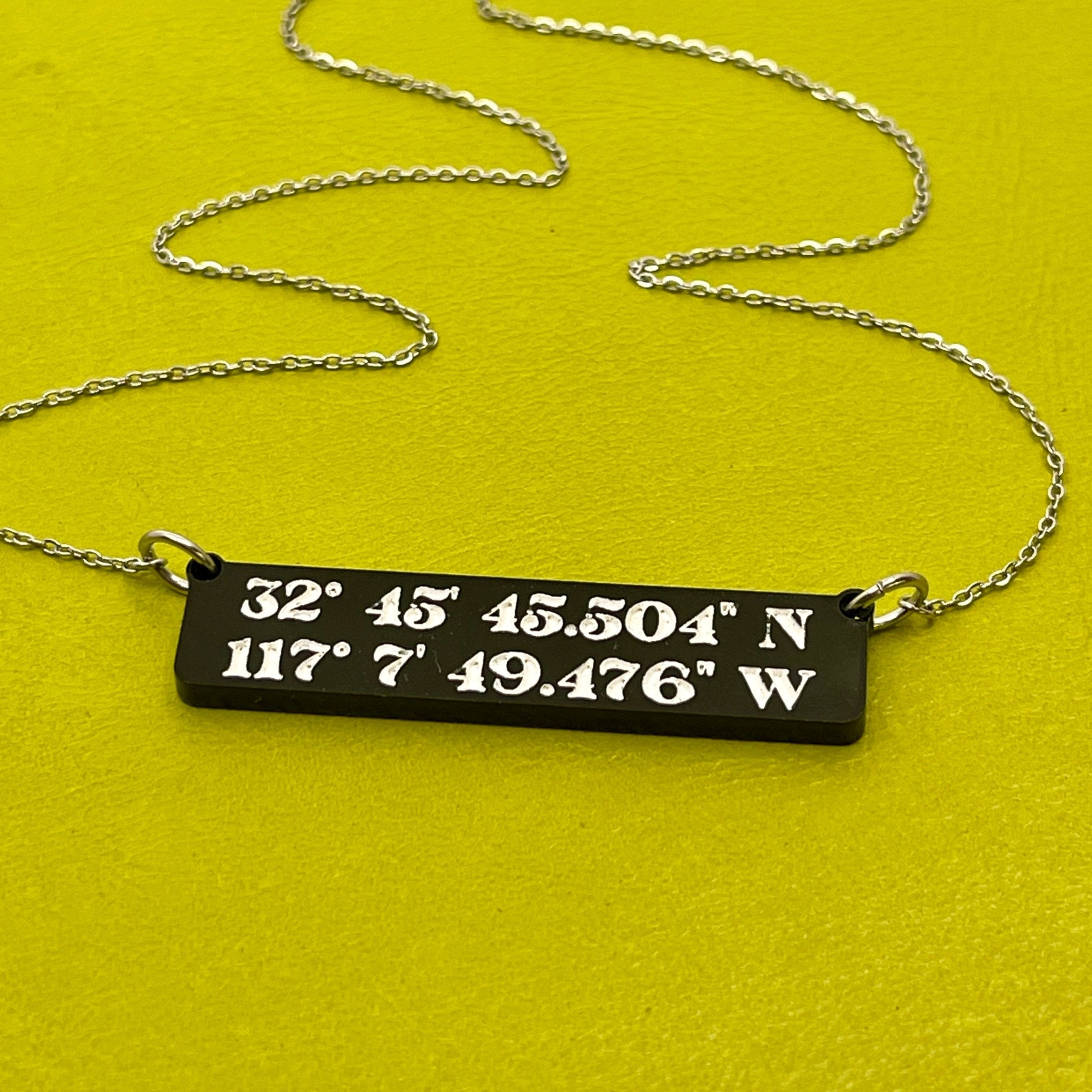 Custom Coordinate Jewelry, Location Necklace, Latitude Longitude Necklace, hotsell Coordinate Necklace, Personalized Bar Necklace, Arrow Necklace