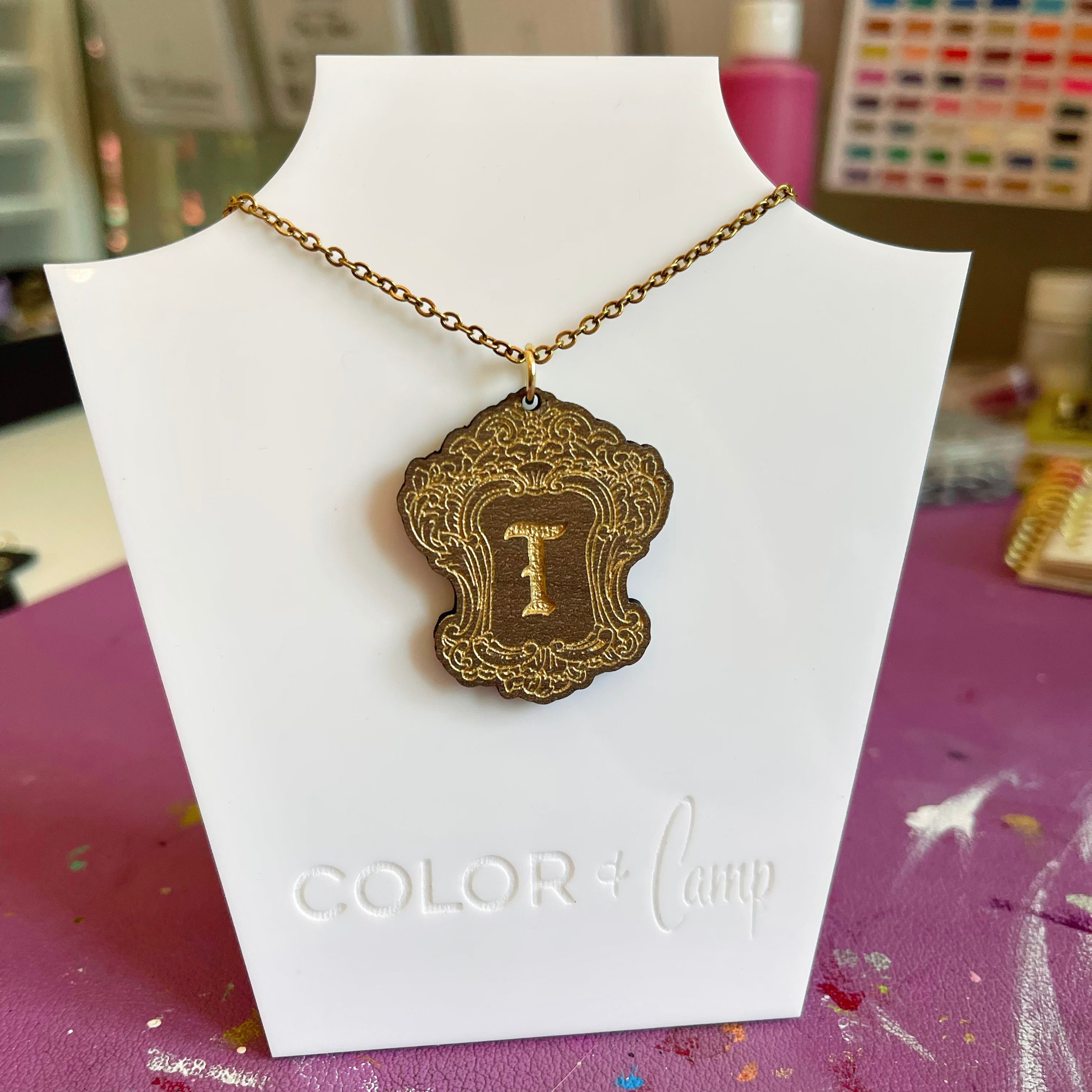 Custom Witchy Wooden Monogram Pendant