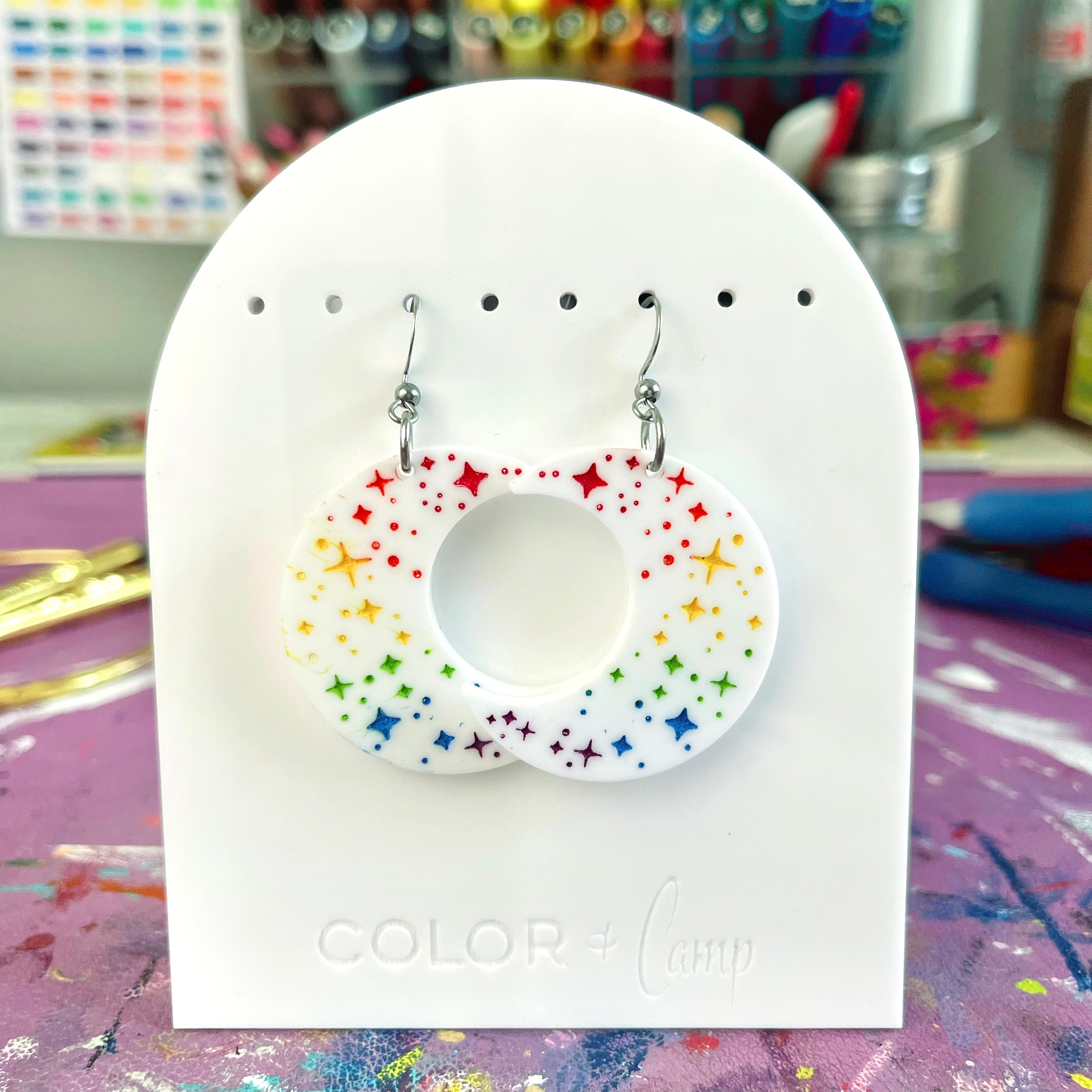 Design Your Own Sparkle Moon Pride Earrings