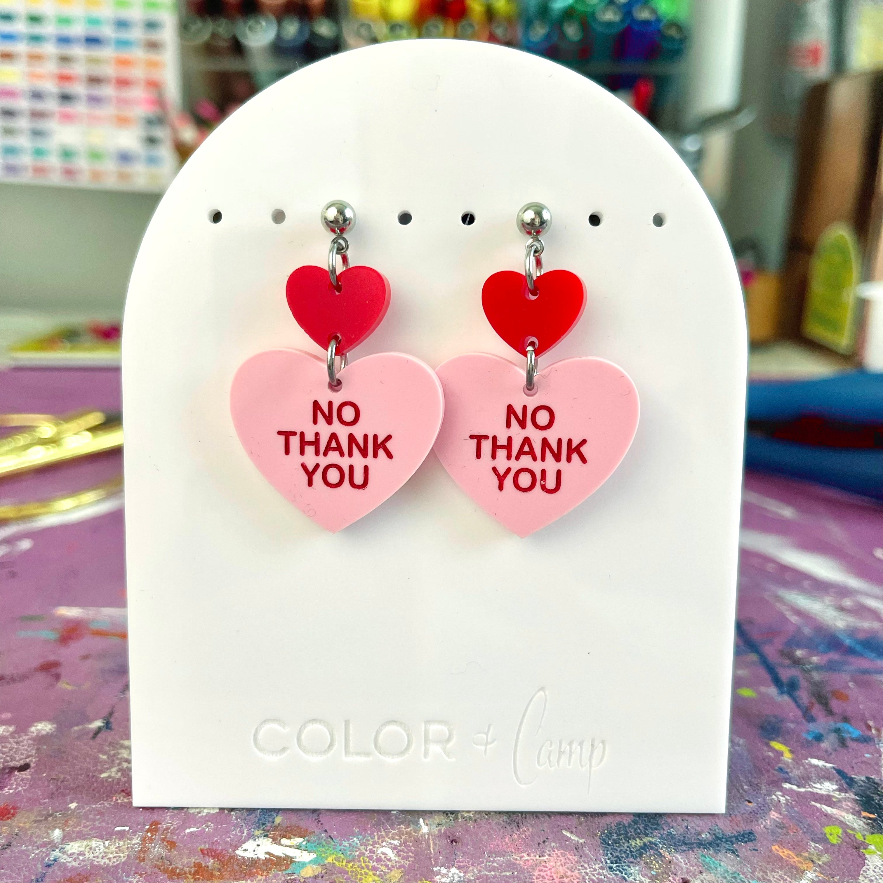 No Thank You - Candy Heart Earrings