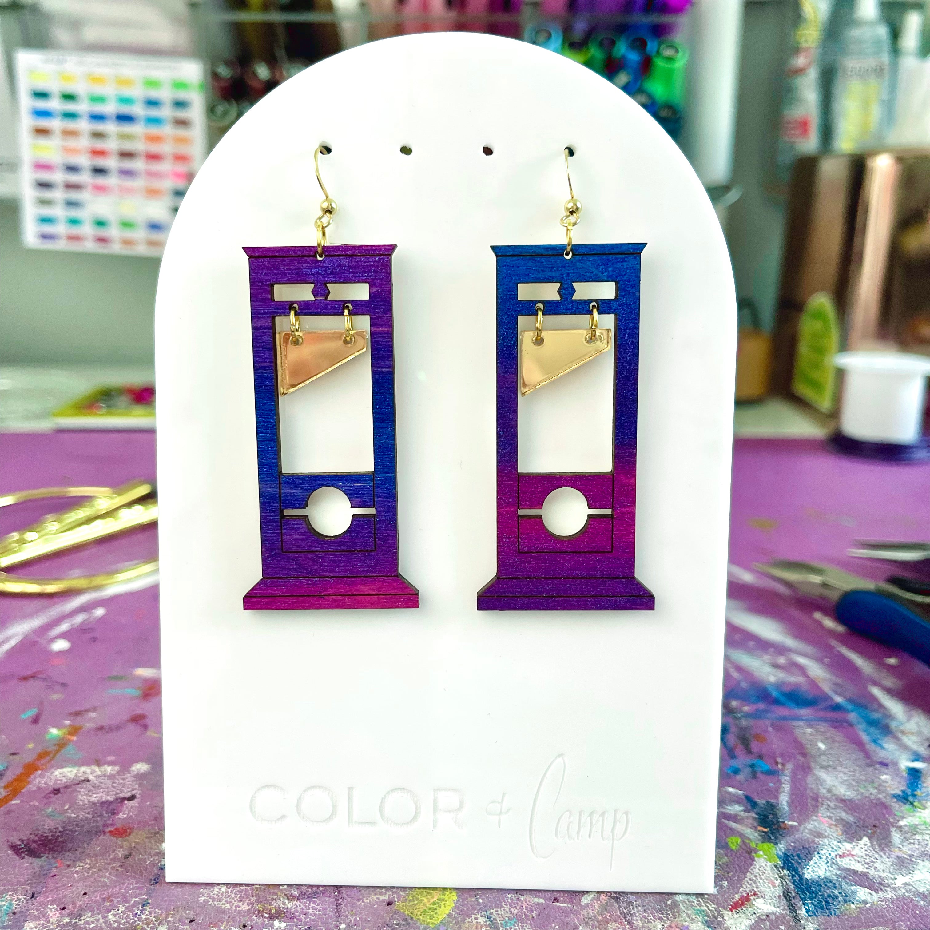 Bisexual Space Guillotine Earrings