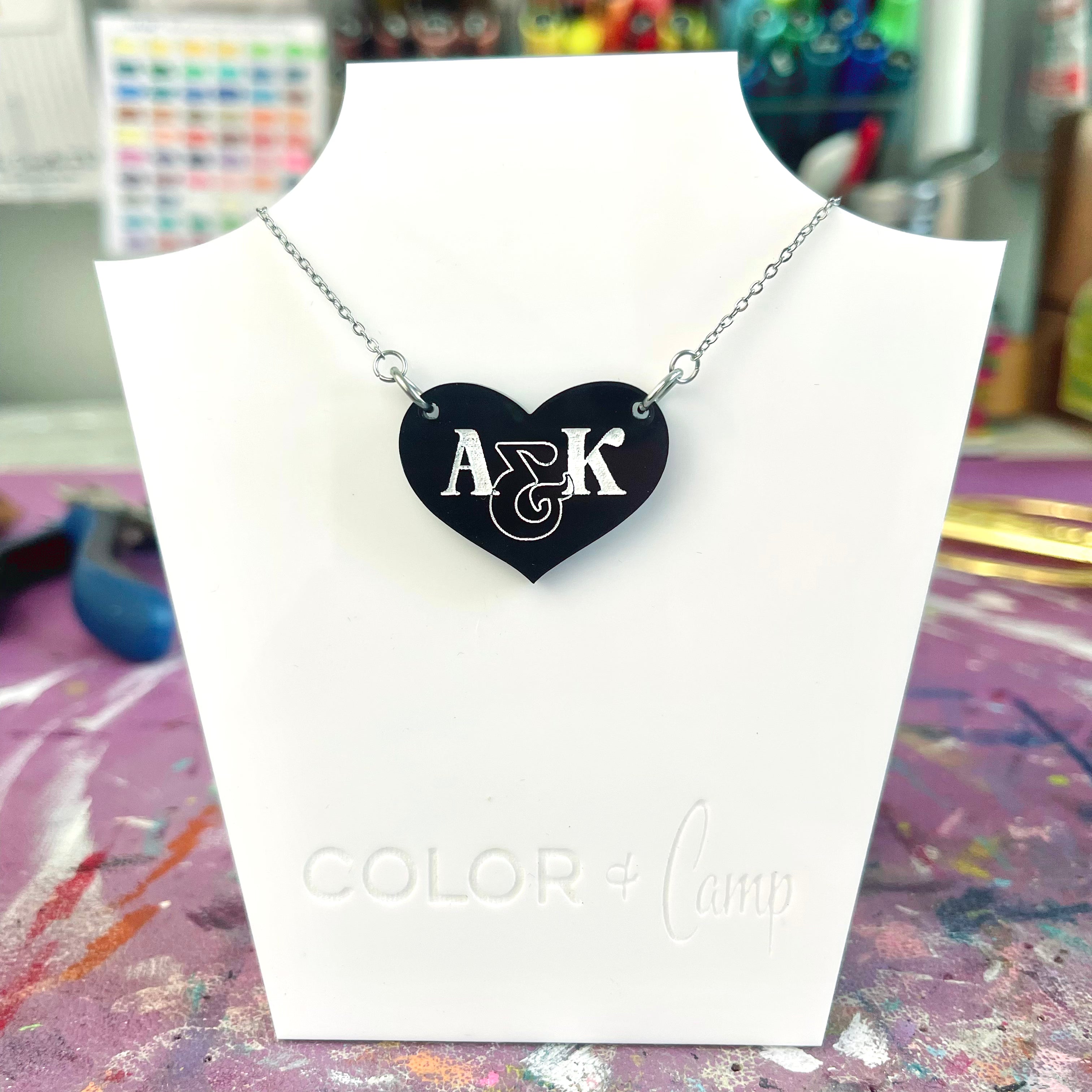 Custom Love Initials Heart Necklace