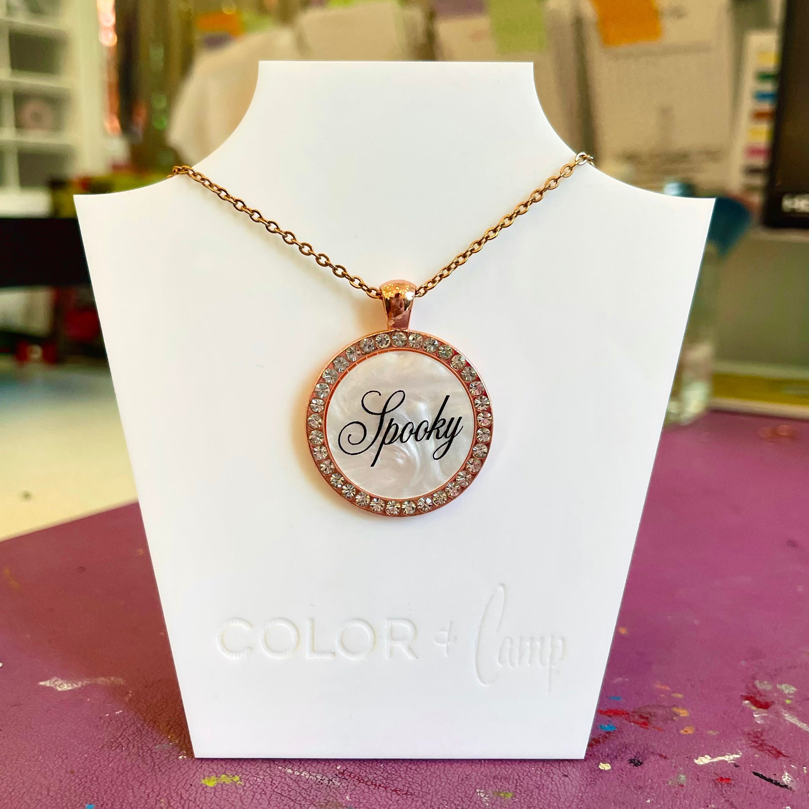Spooky 'Stones - Rose Gold Rhinestone Pendant