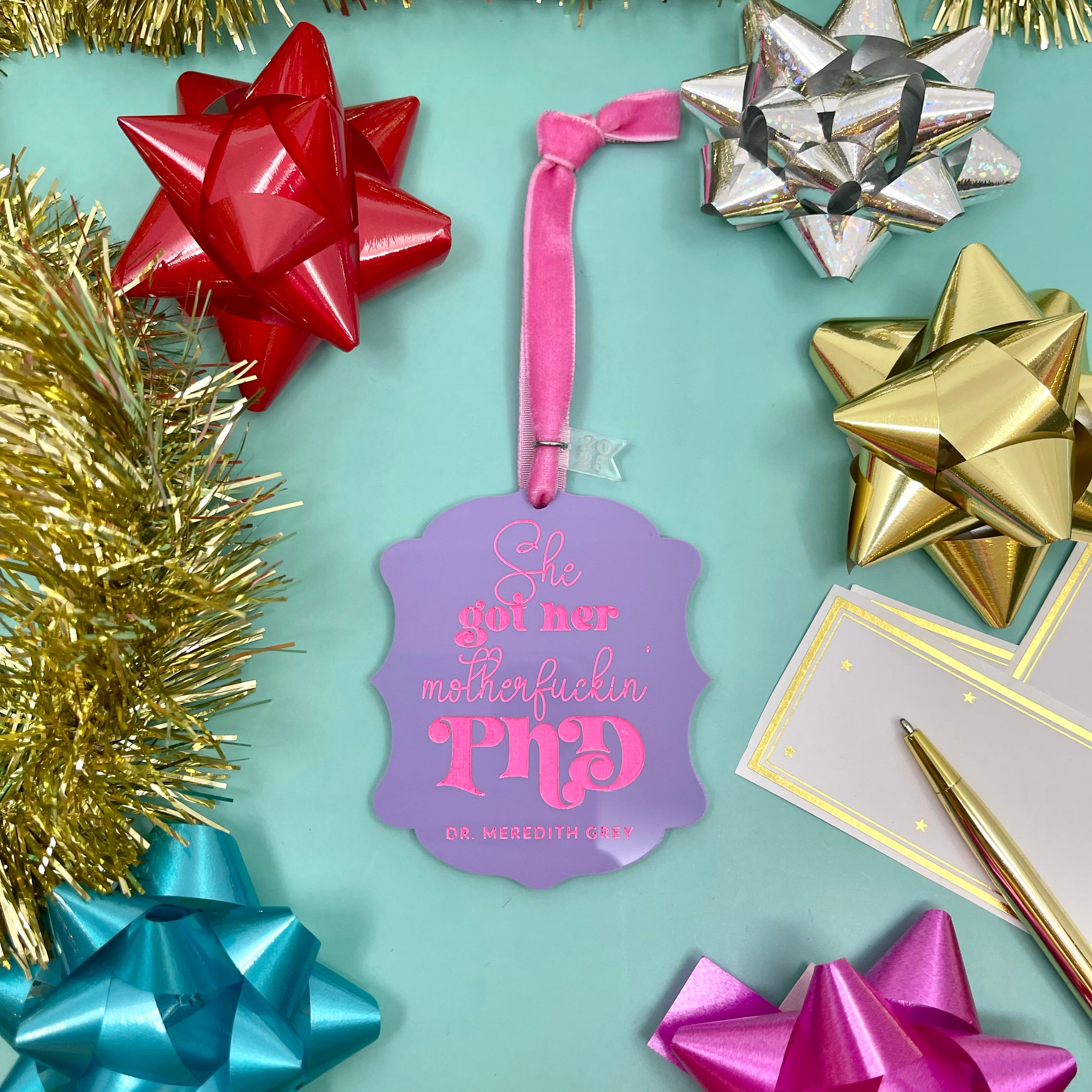 She Got Her MFin' PhD - Custom Christmas Ornament