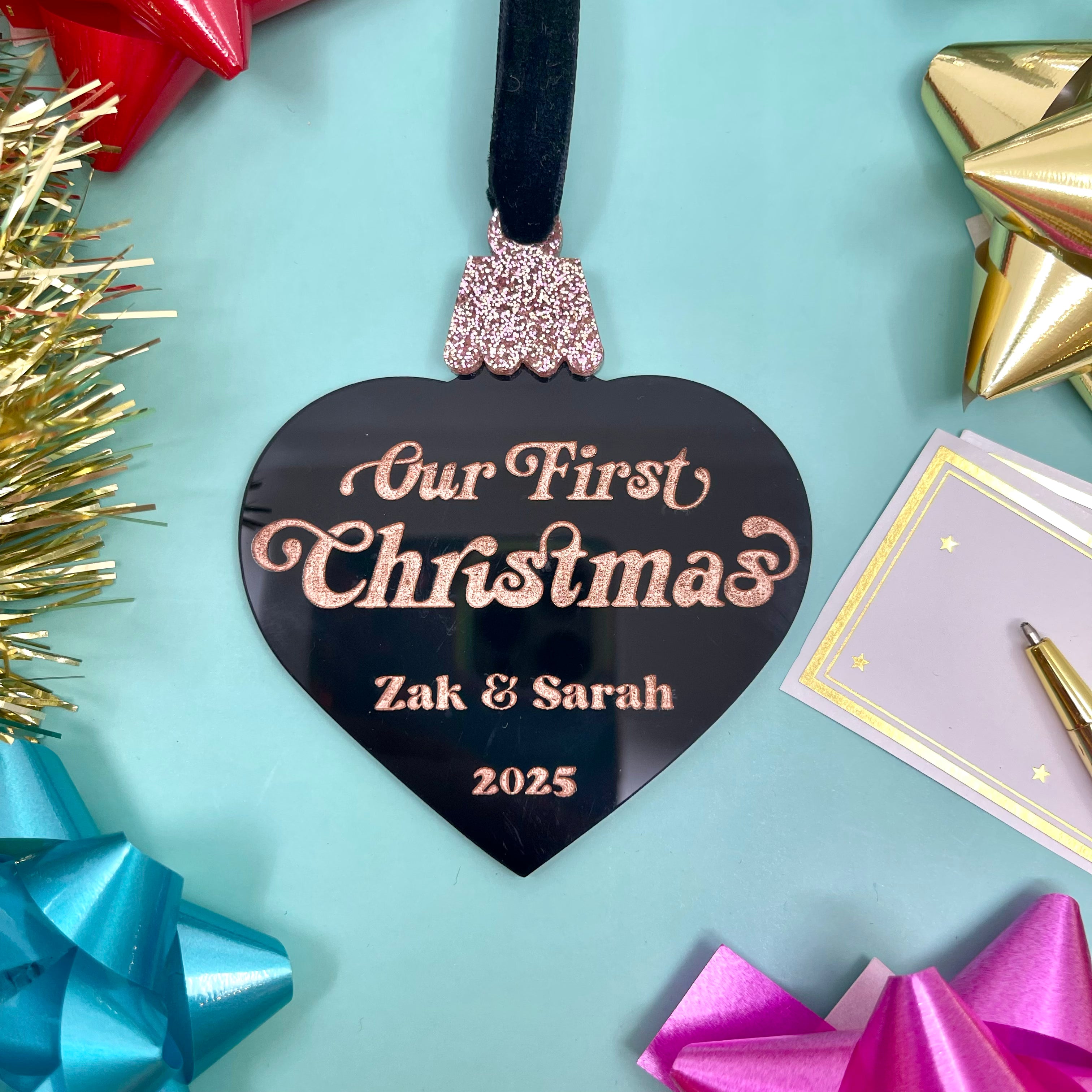 Our First Christmas - Personalized Retro Christmas Ornament