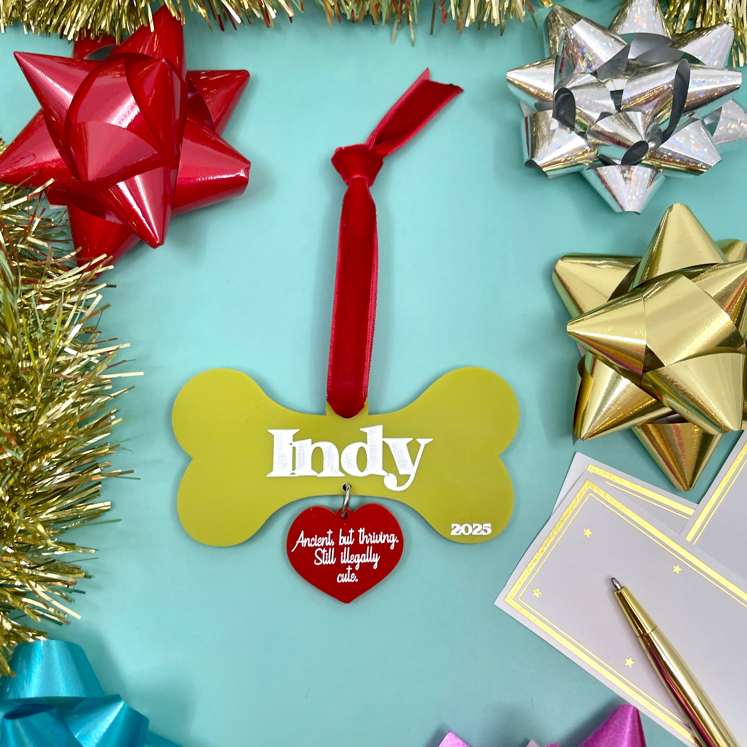 Love Bone - Custom Retro Dog Christmas Ornament