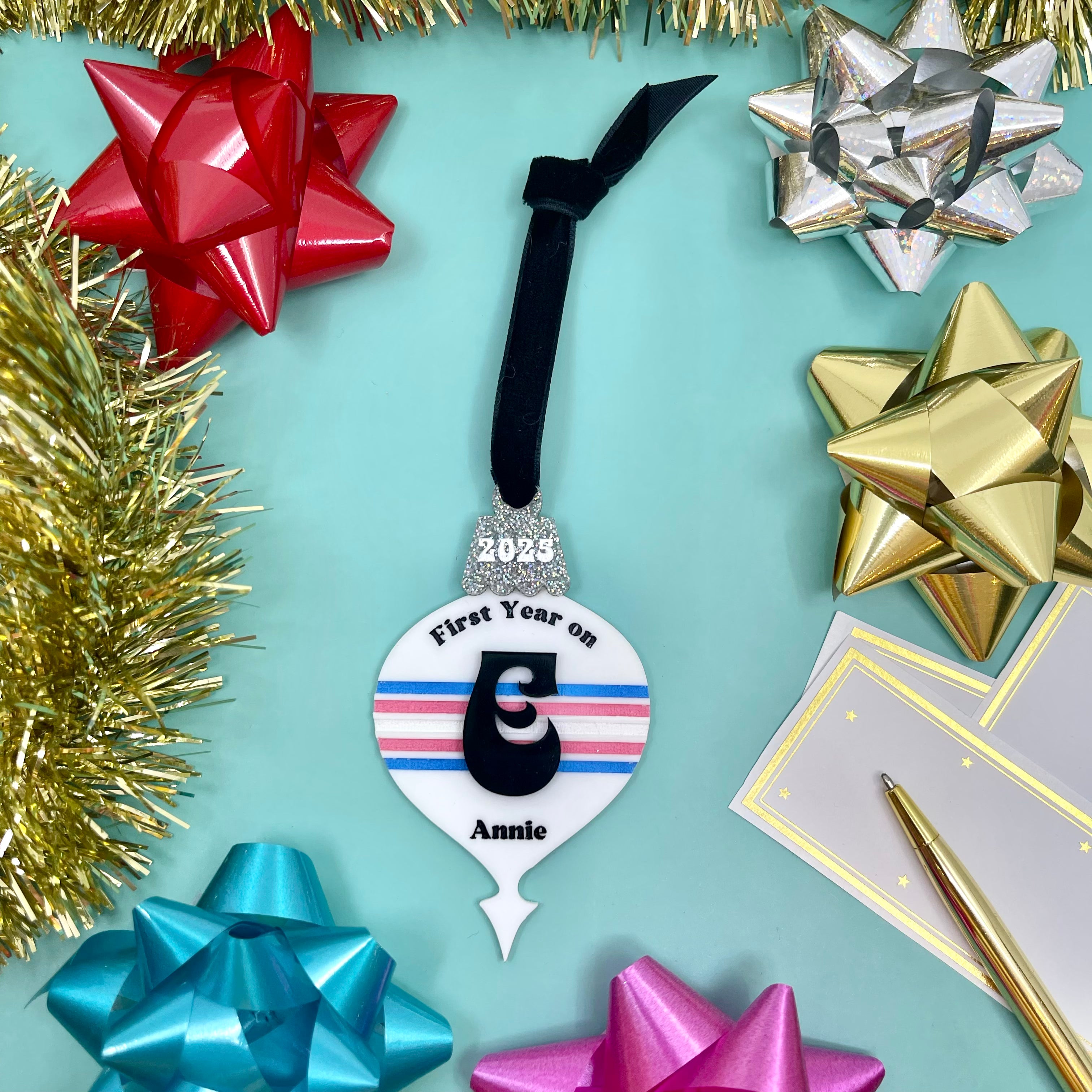 First Year on E - Custom Retro Christmas Ornament