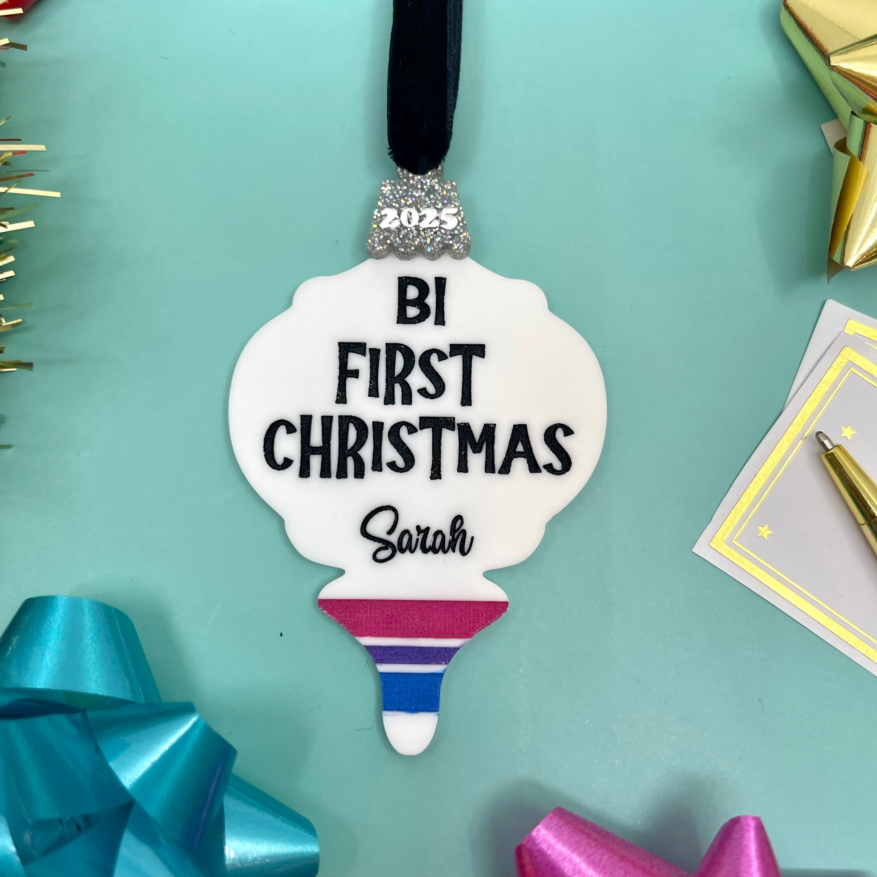 Bi First Christmas - Custom Bisexual Christmas Ornament
