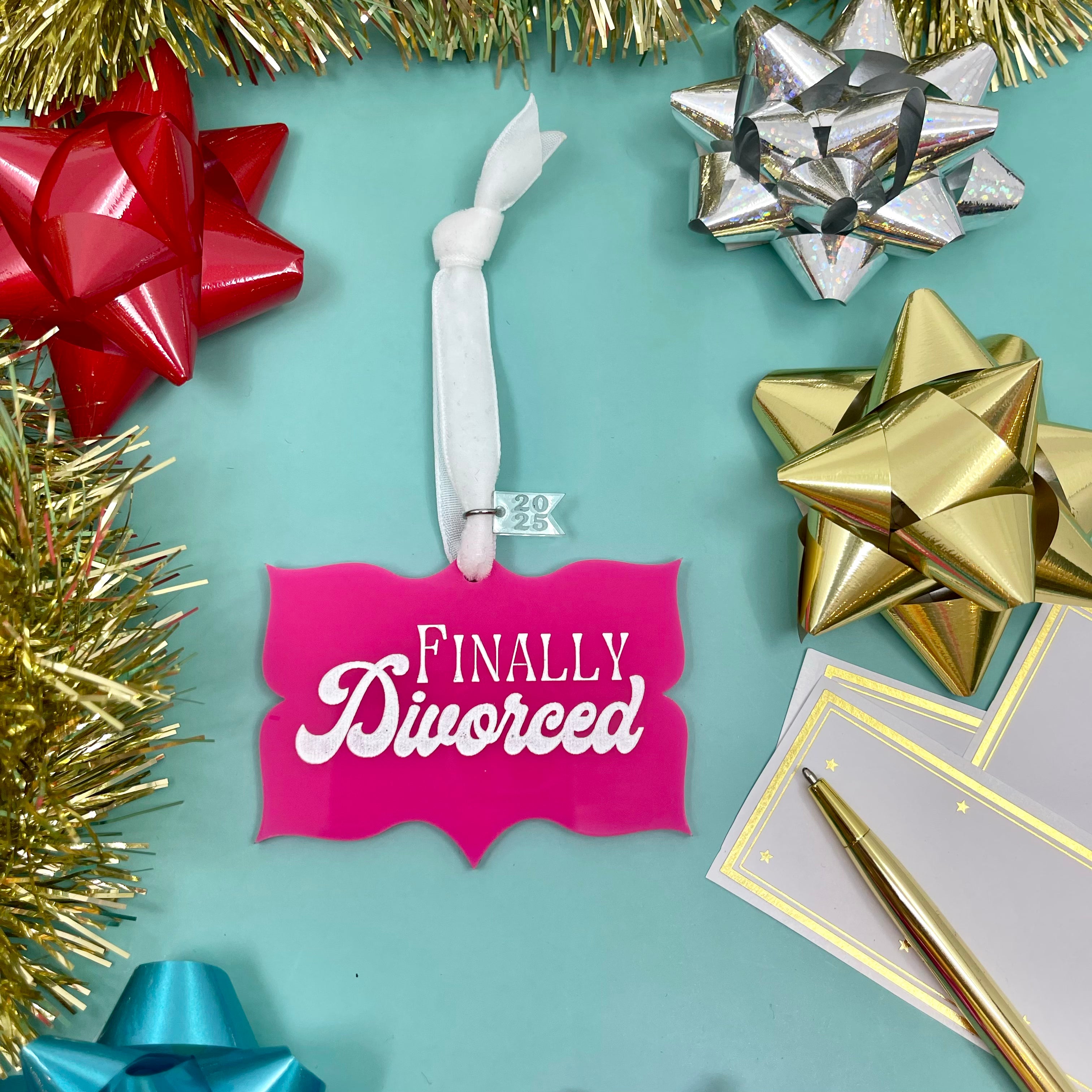 Finally Divorced Retro Christmas Ornament