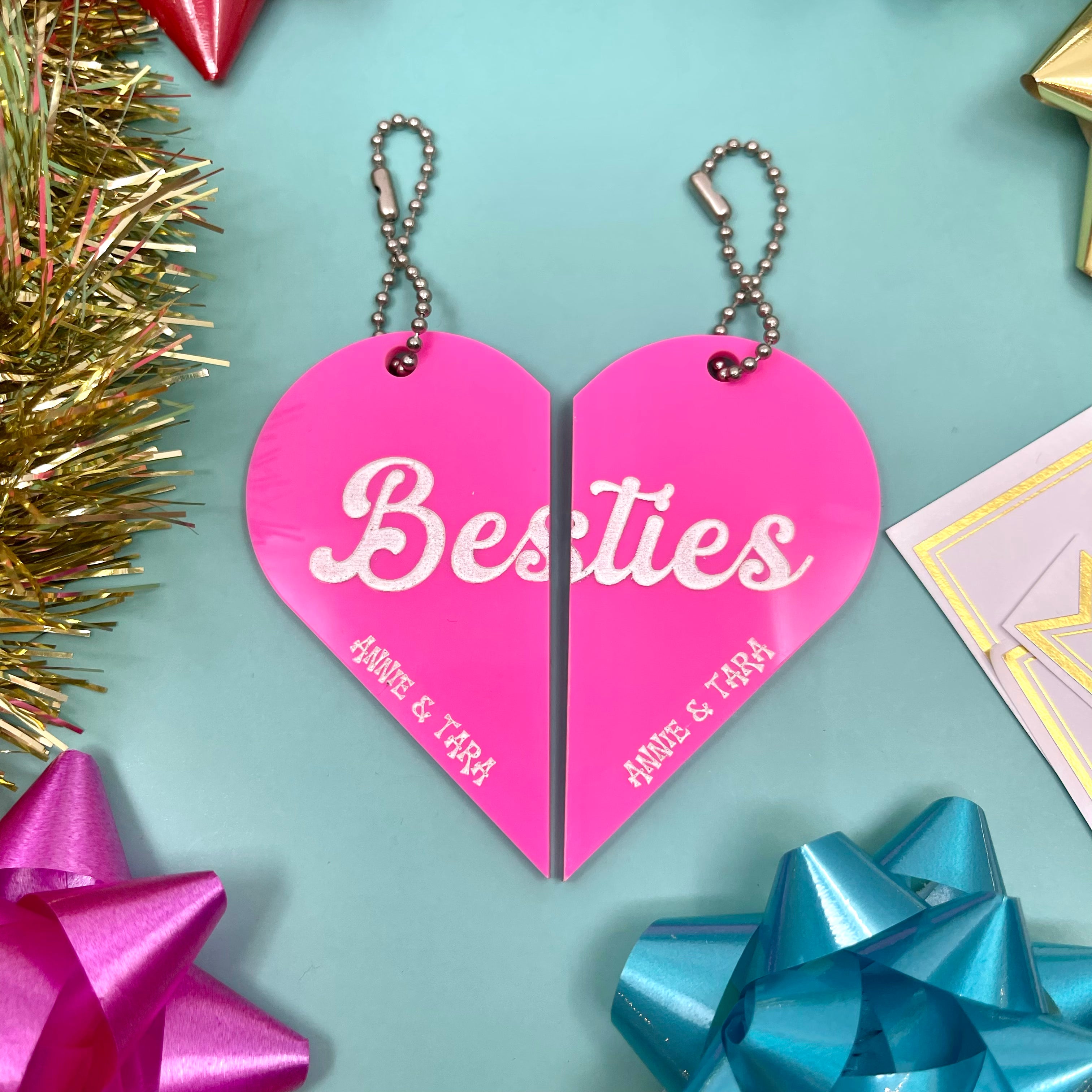 Custom Friendship Necklace Ornament Set - Besties Christmas Ornaments