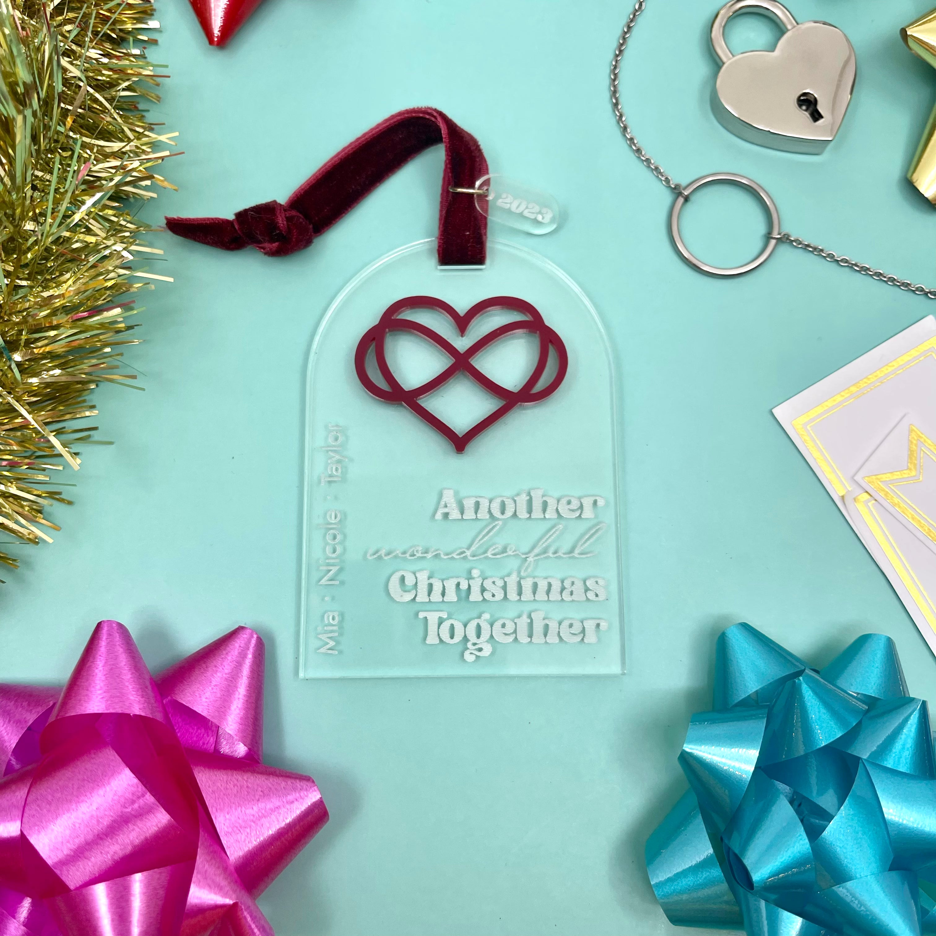 Personalized Christmas Together Subtle Polyamory Ornament