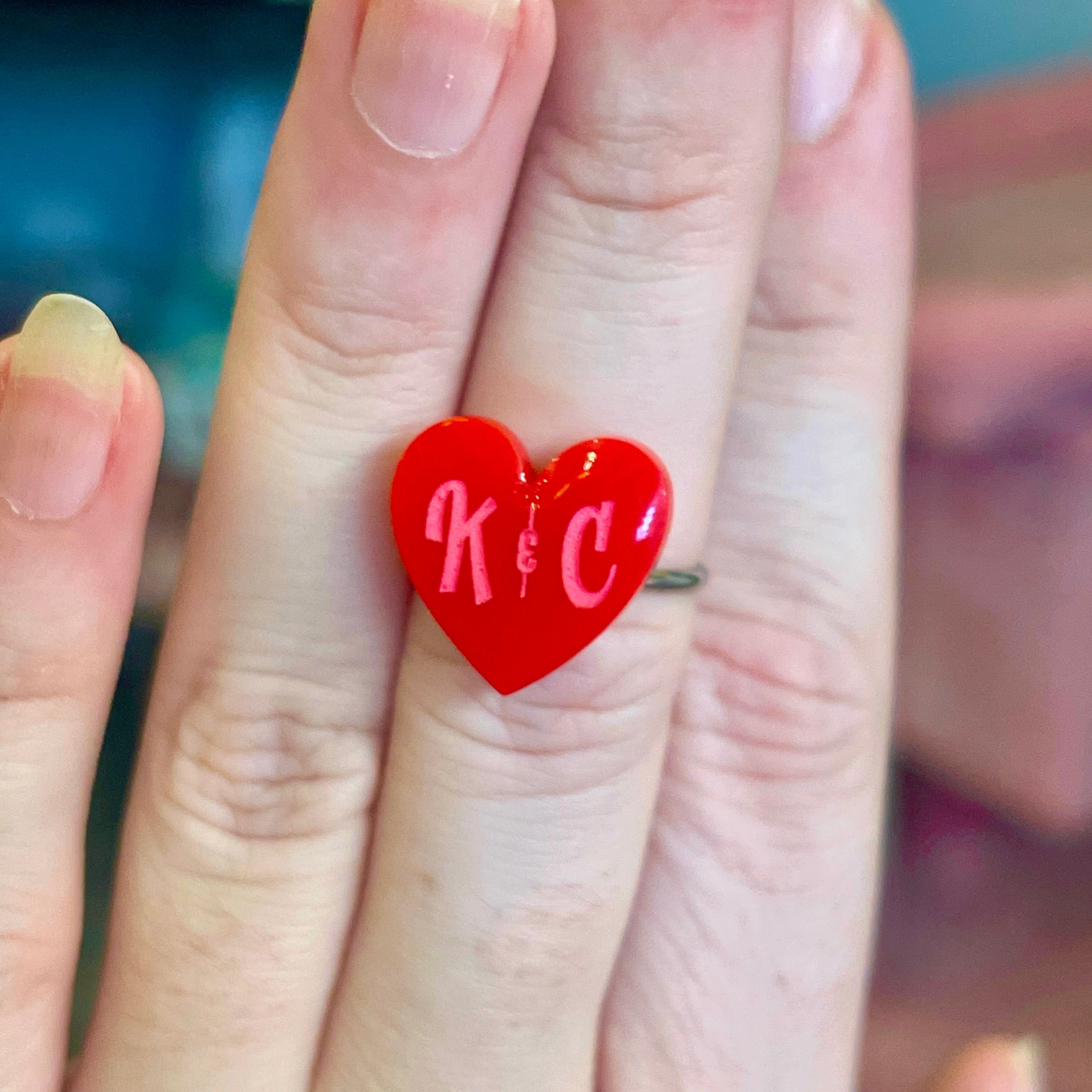 Custom Love Initials Heart Ring