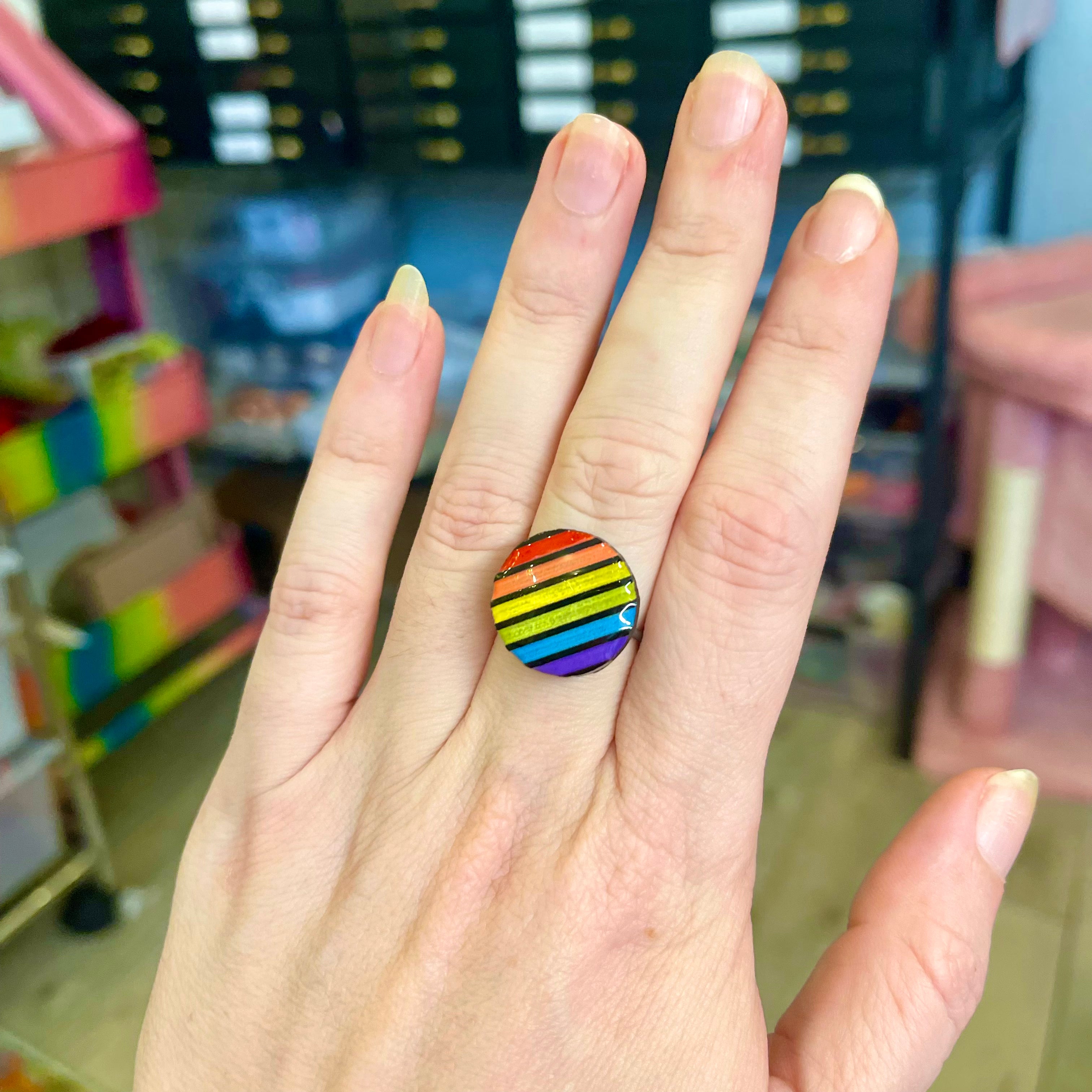 80s Pride Stripe Cocktail Ring