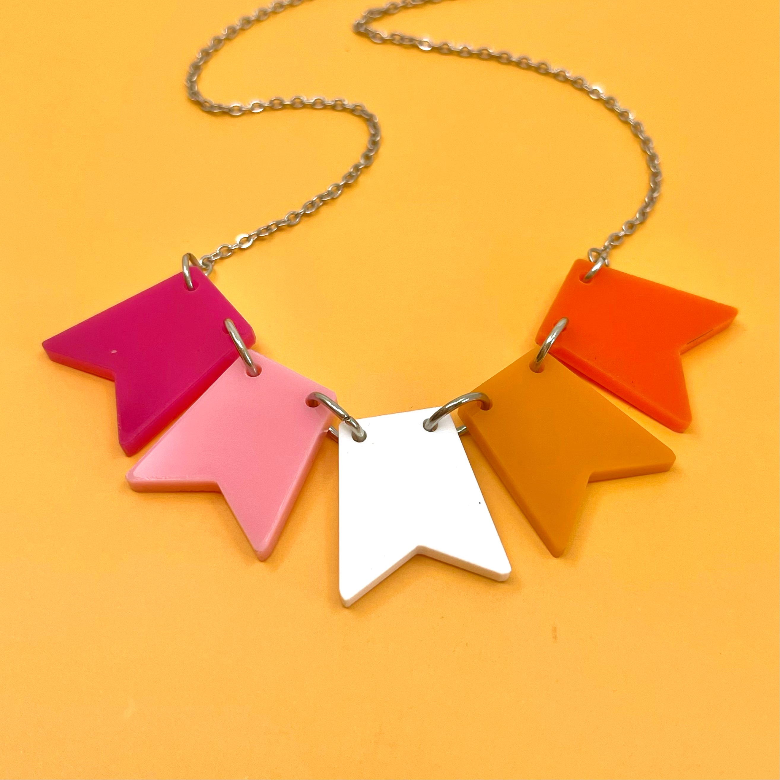 Lesbian Pride Flag Bunting Necklace