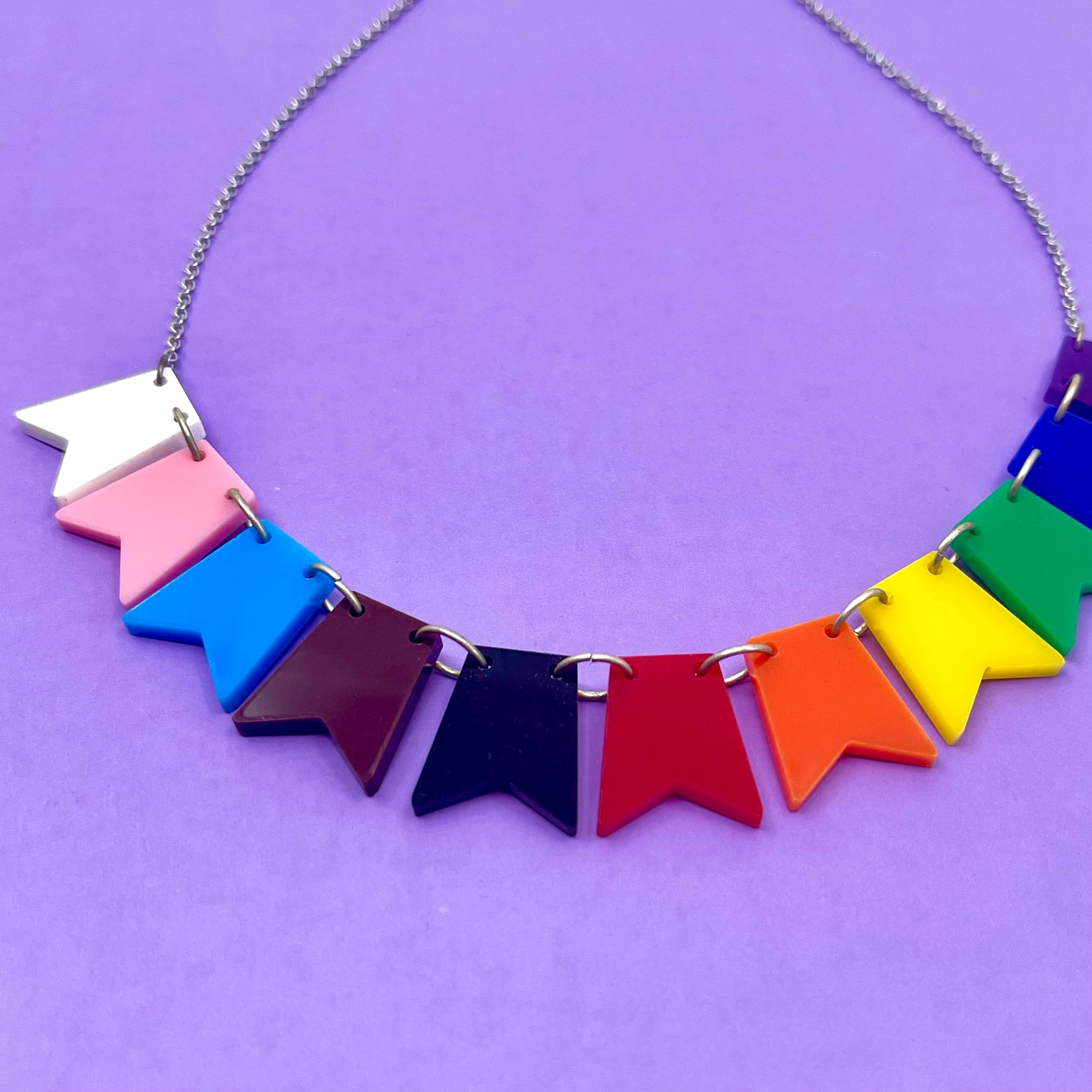 Progress Pride Flag Bunting Necklace