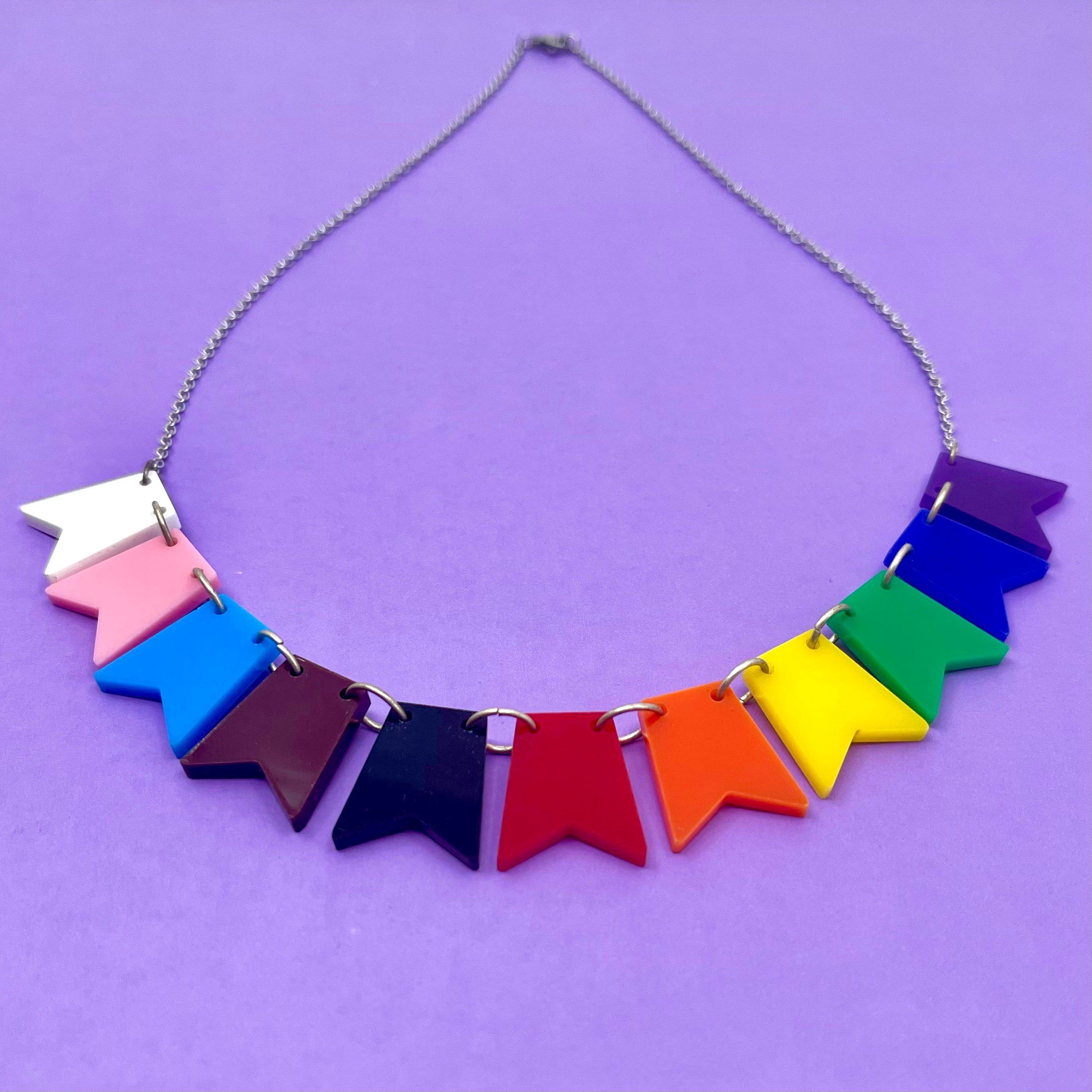 Progress Pride Flag Bunting Necklace