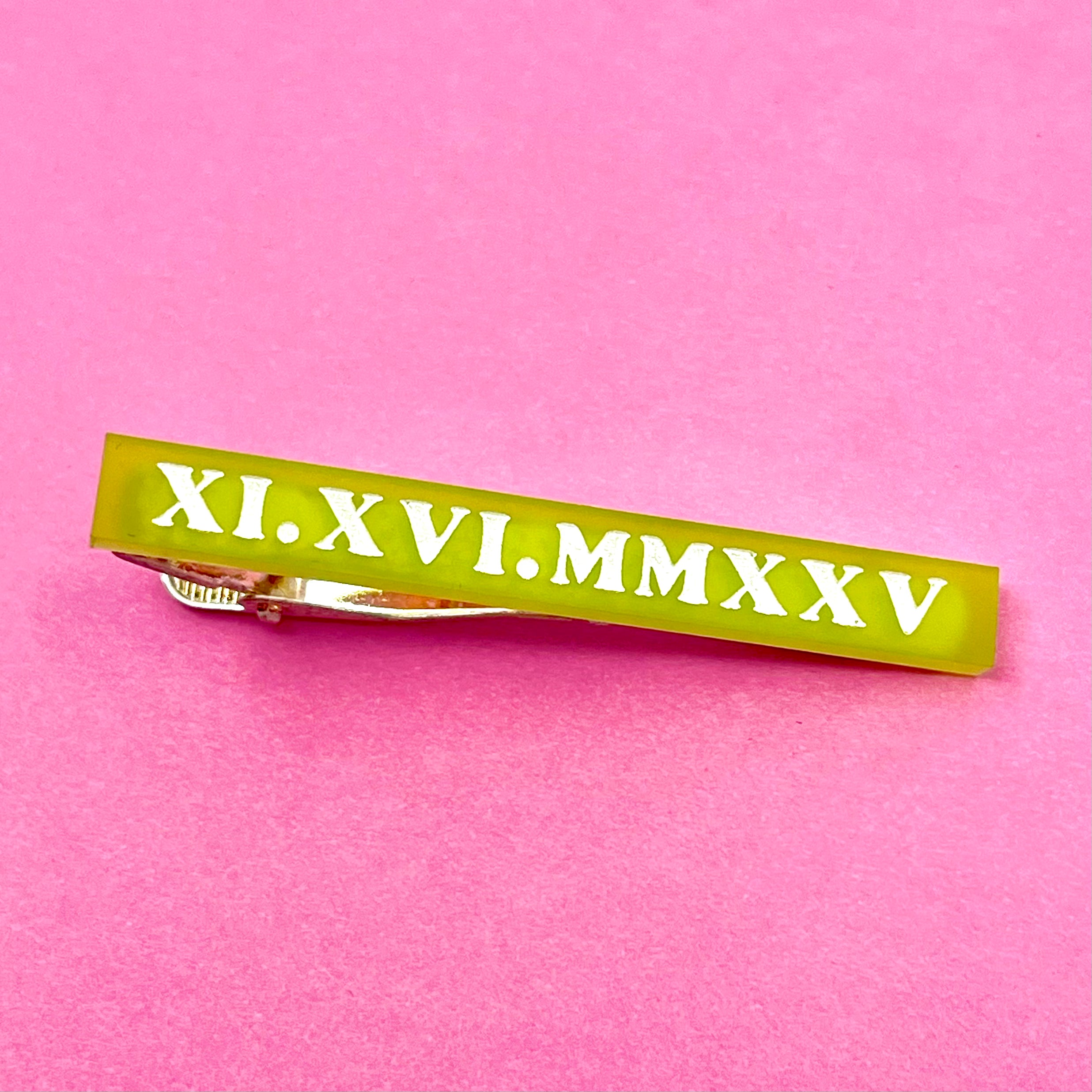 Roman Numeral Date Tie Clip