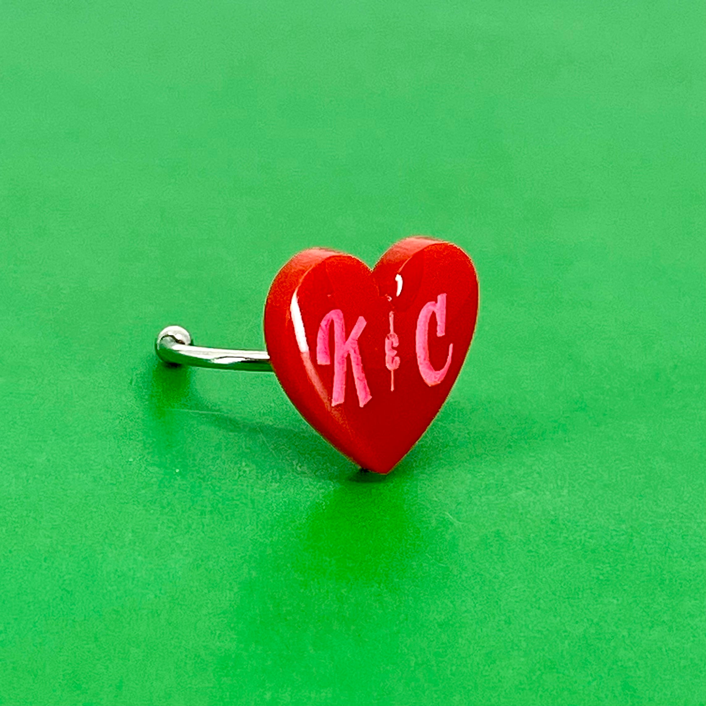 Custom Love Initials Heart Ring