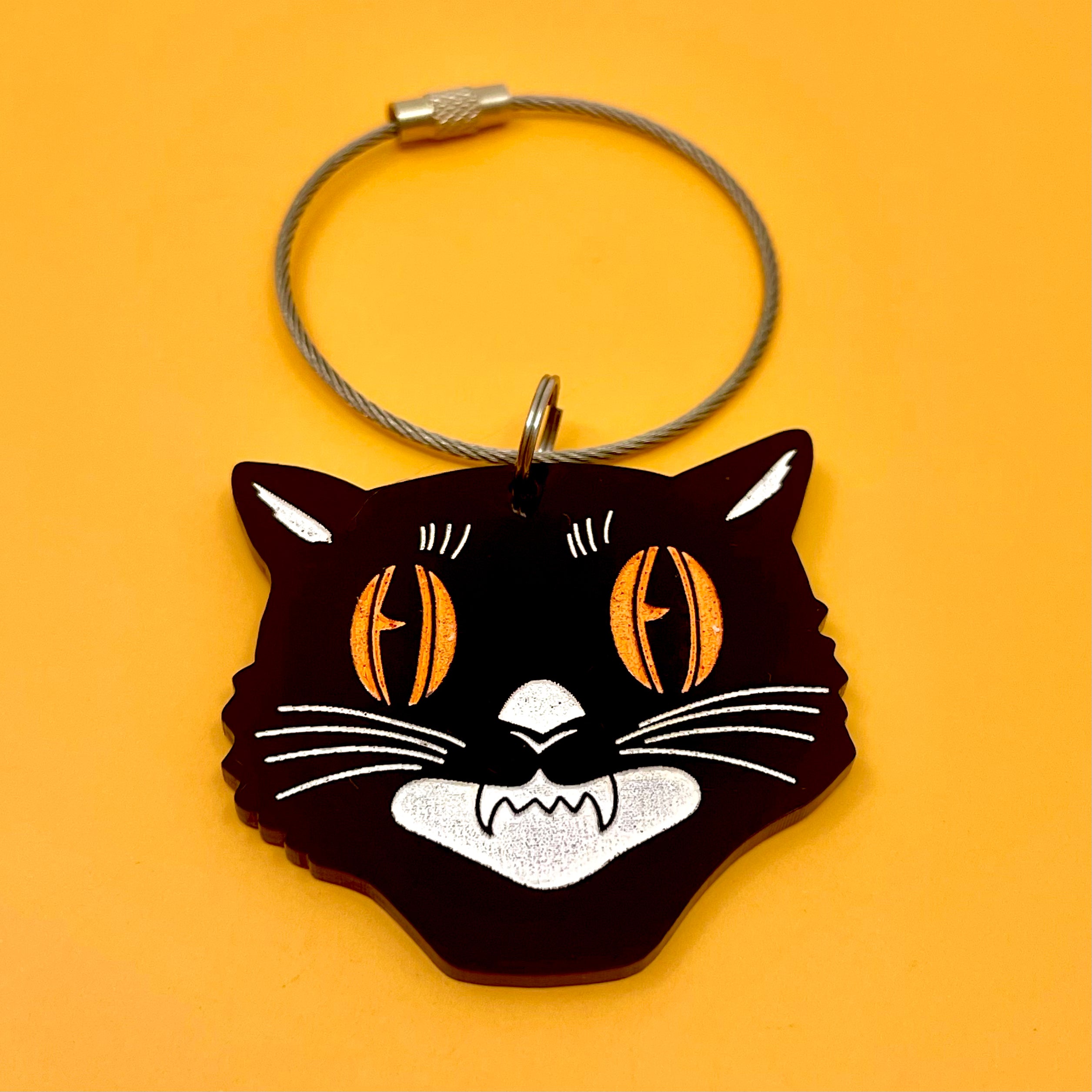 Spooky Paper Cat Keychain/Bag Tag