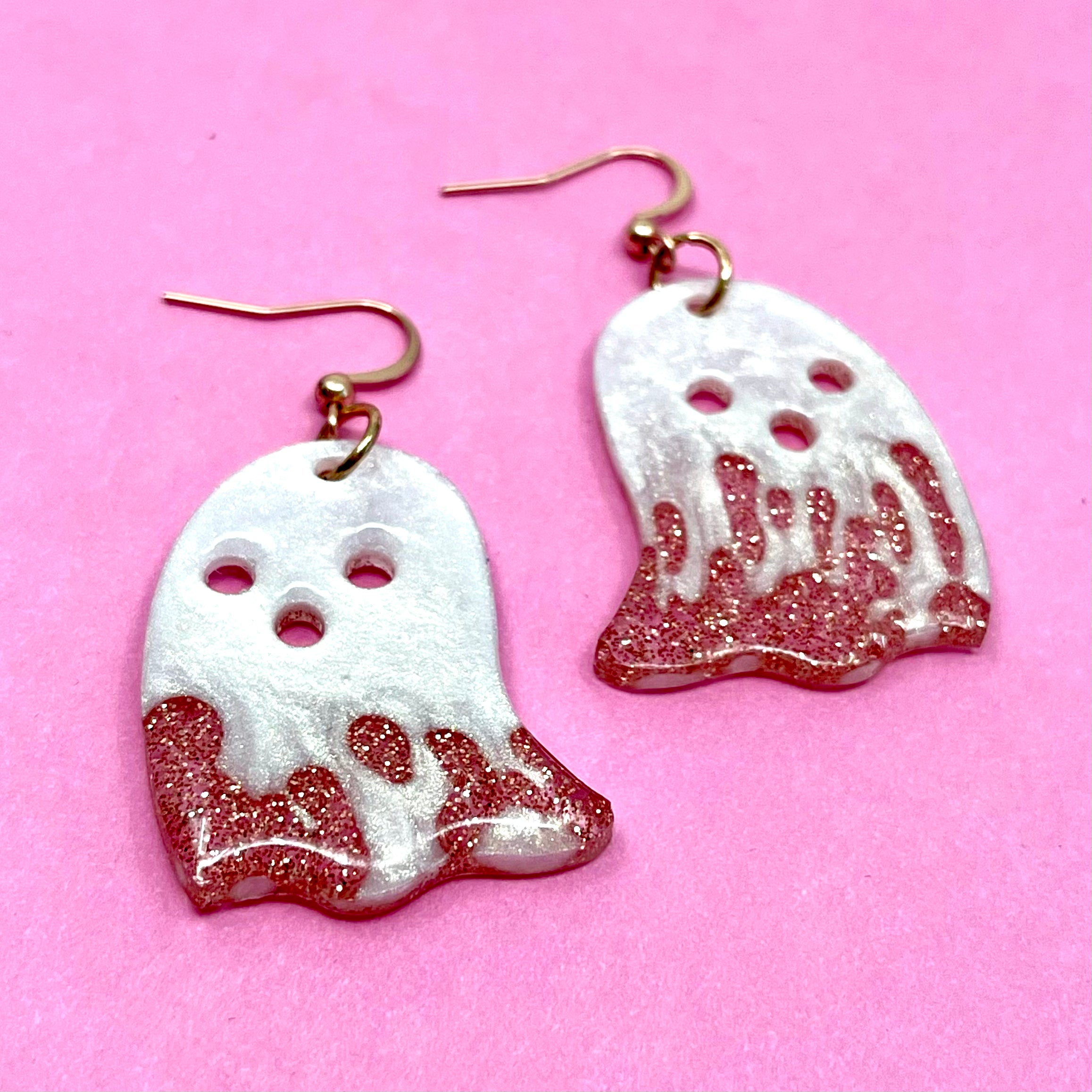 Lava Lamp Ghost - Rose Gold Glam Halloween Earrings