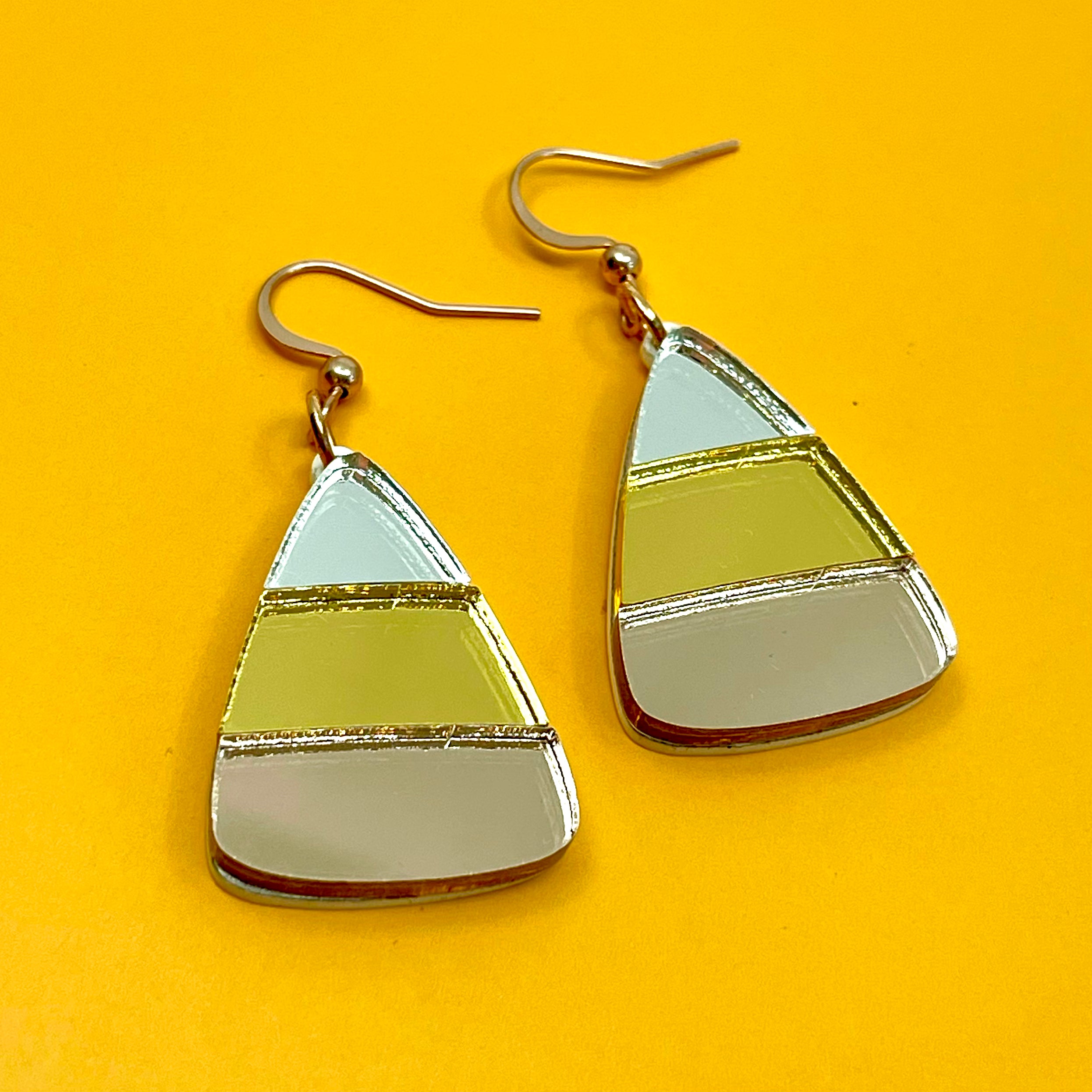 Mixed Metal Candy Corn - Rose Gold Glam Halloween Earrings