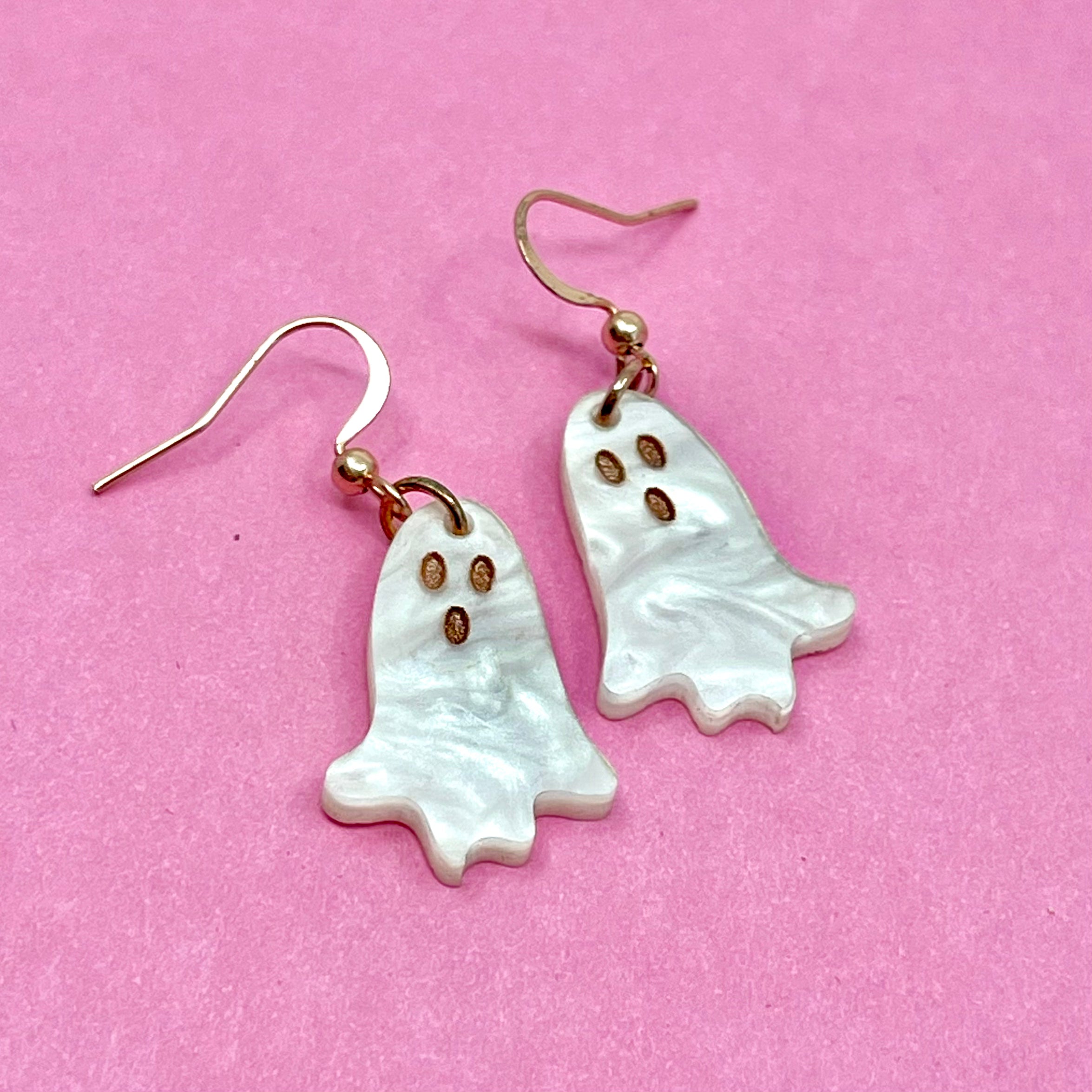 Mini Ghosties - Rose Gold Glam Halloween Earrings