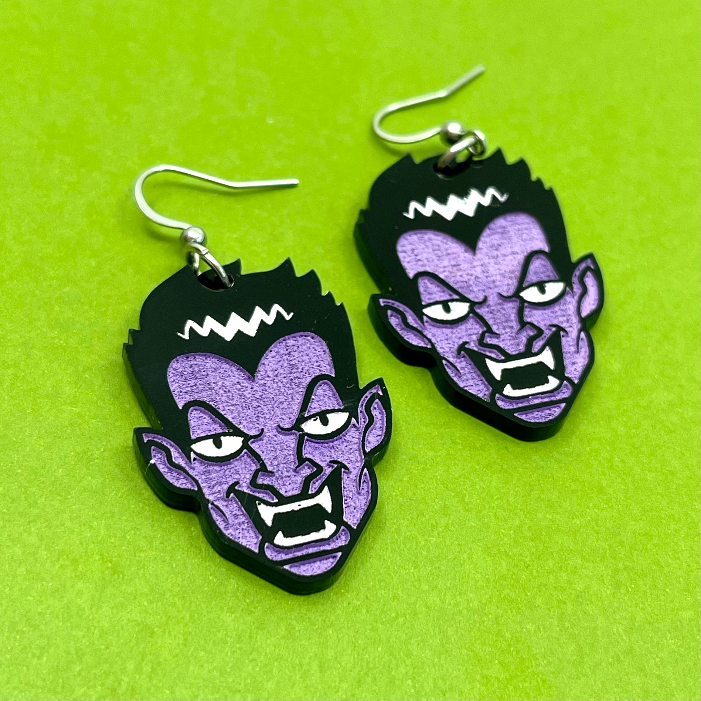 Spooky Paper Vampire - Retro Halloween Earrings