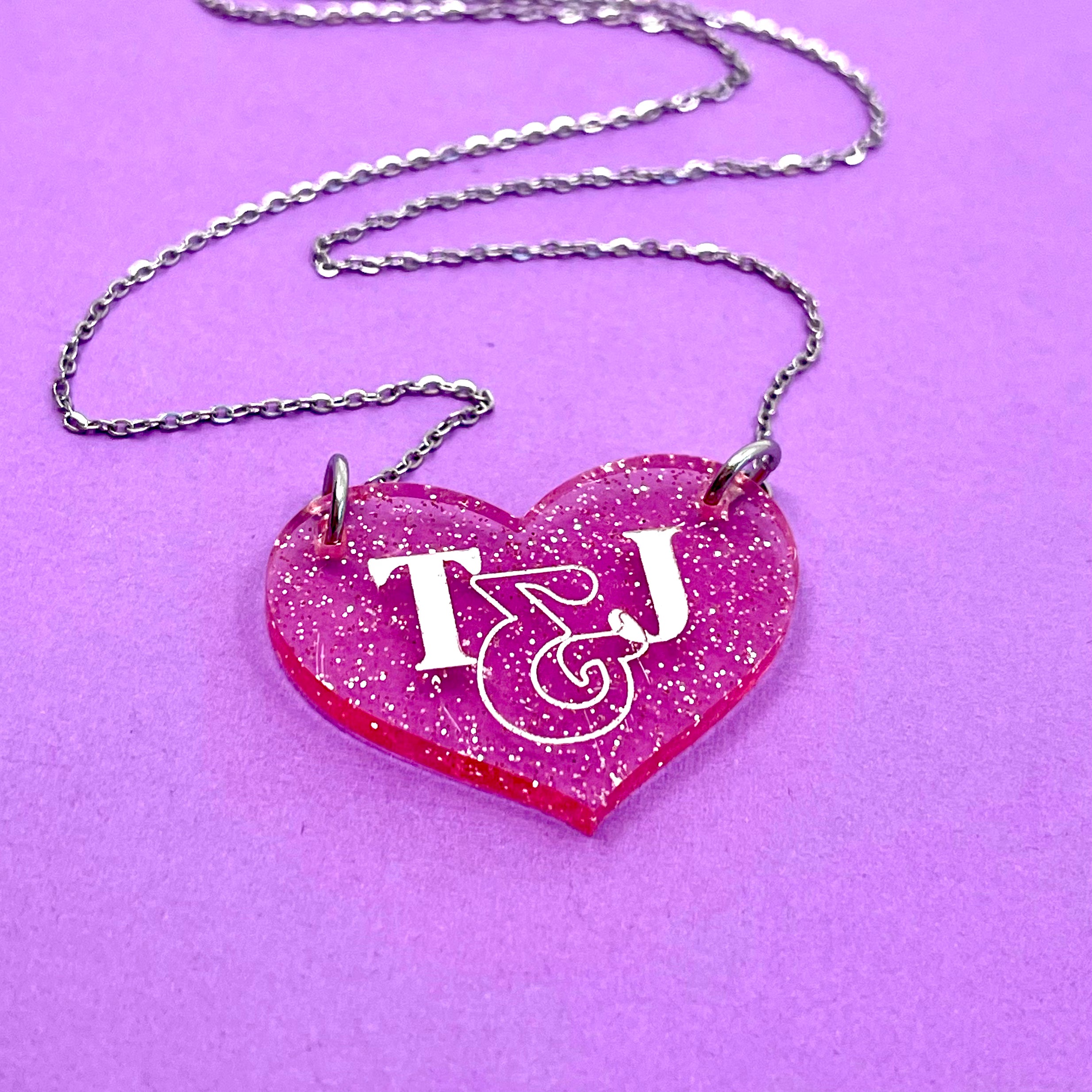 Custom Love Initials Heart Necklace