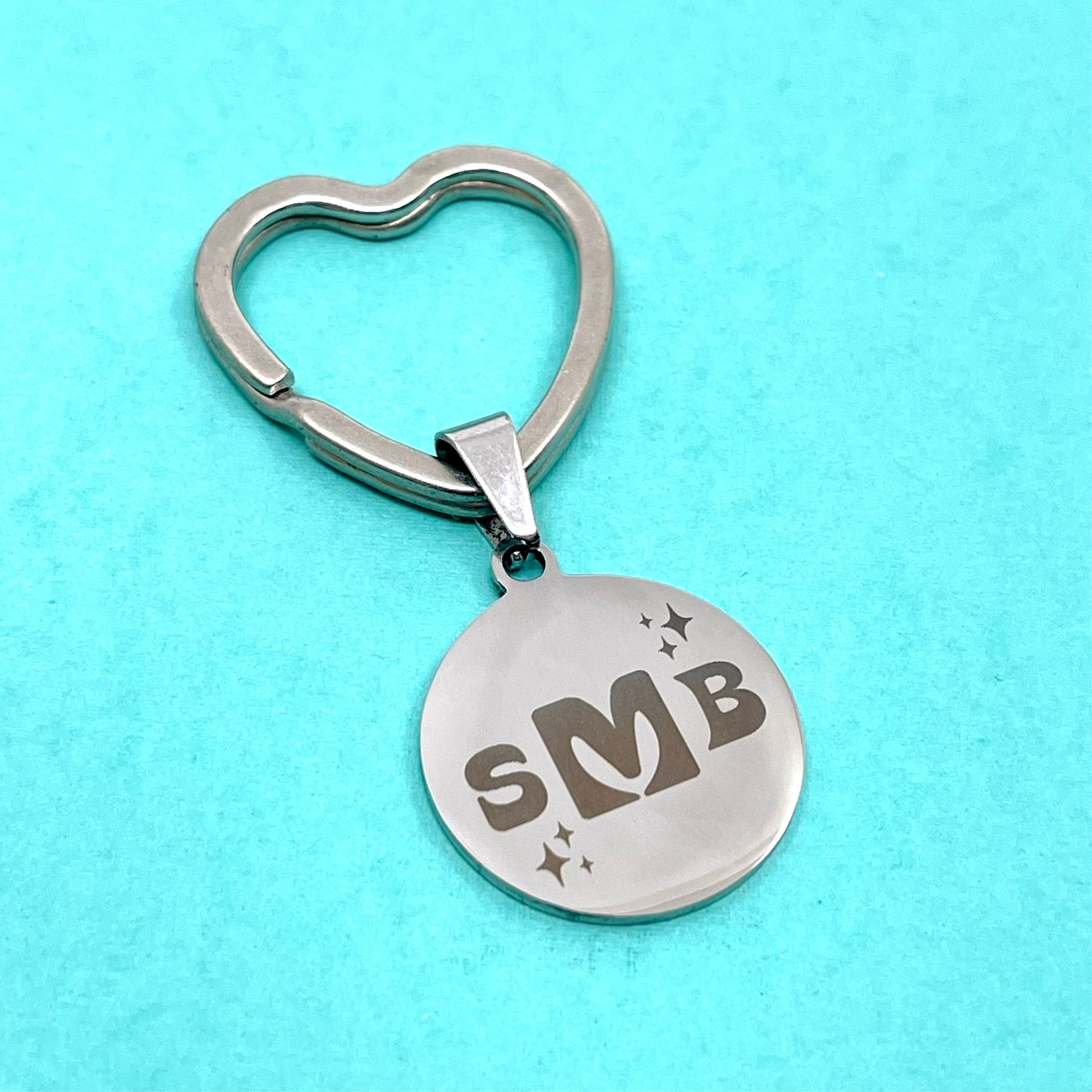 Monogram Steel Heart Keychain