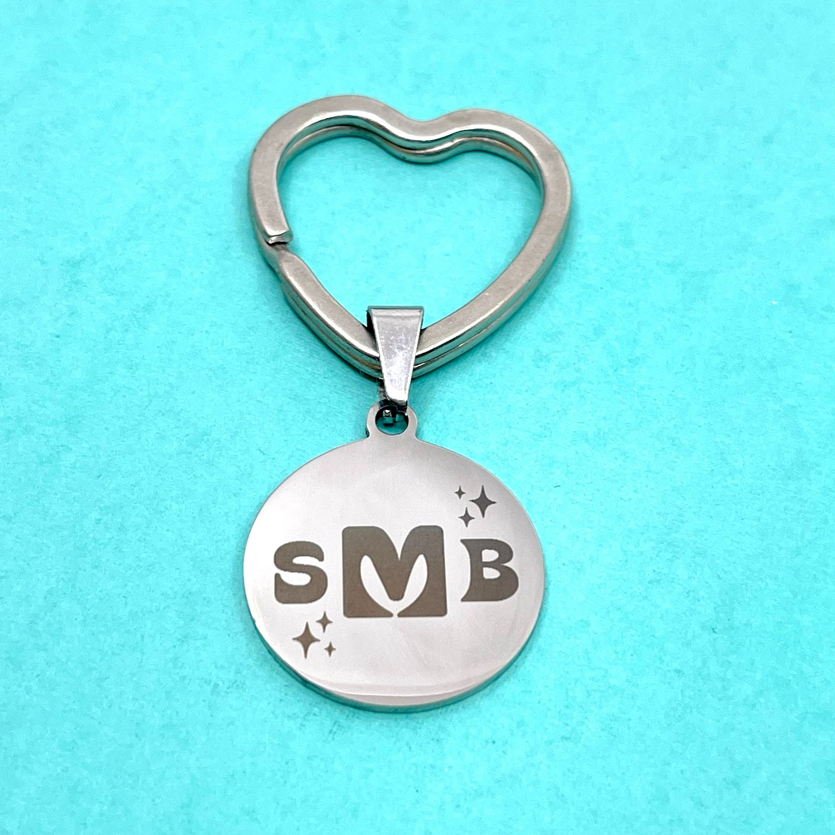 Monogram Steel Heart Keychain