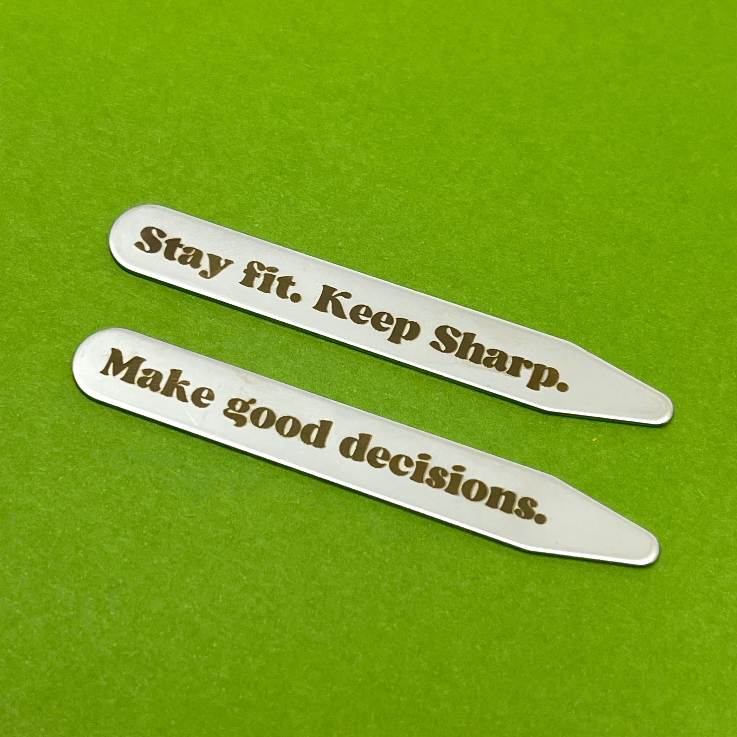 Custom Engraved Steel Collar Stays