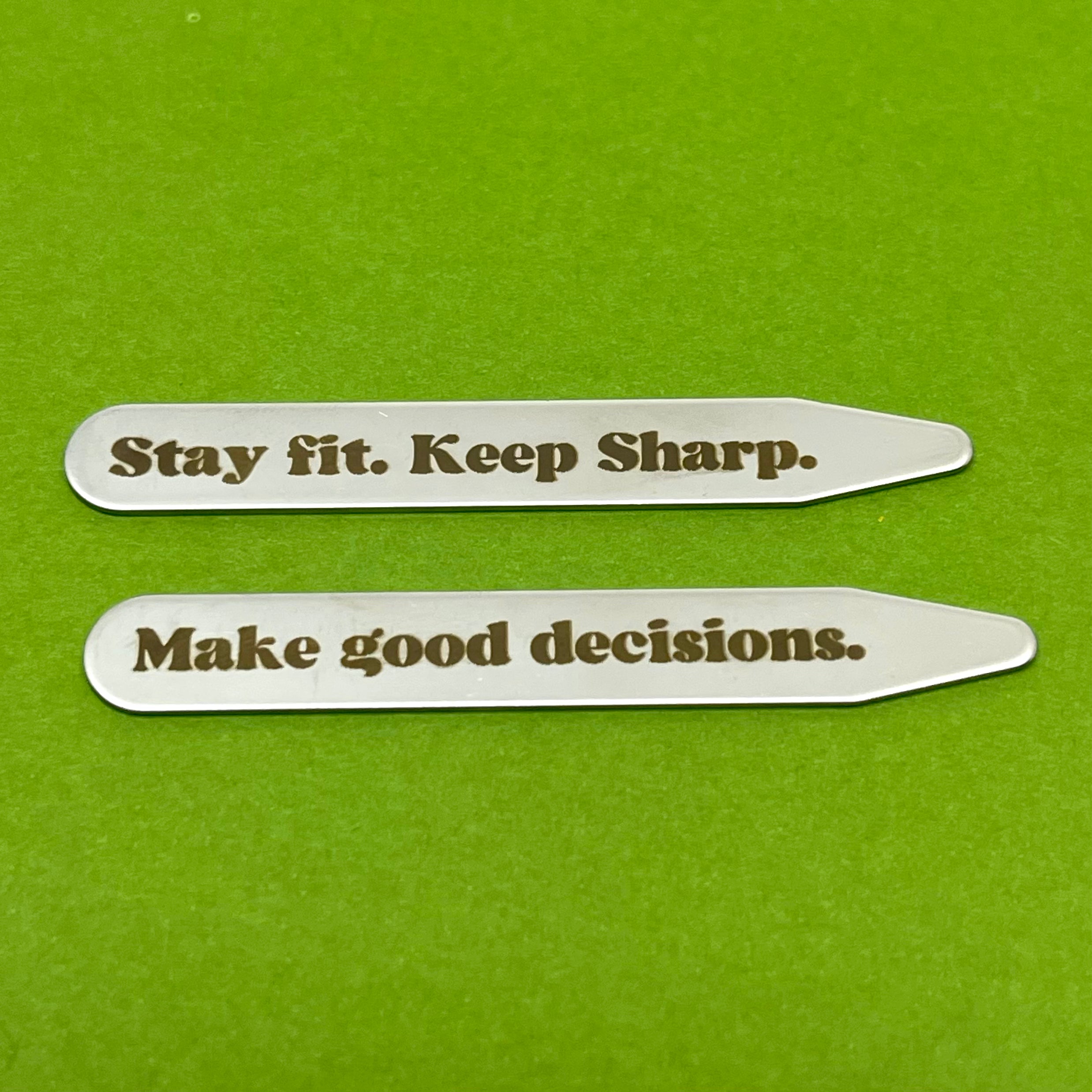 Custom Engraved Steel Collar Stays