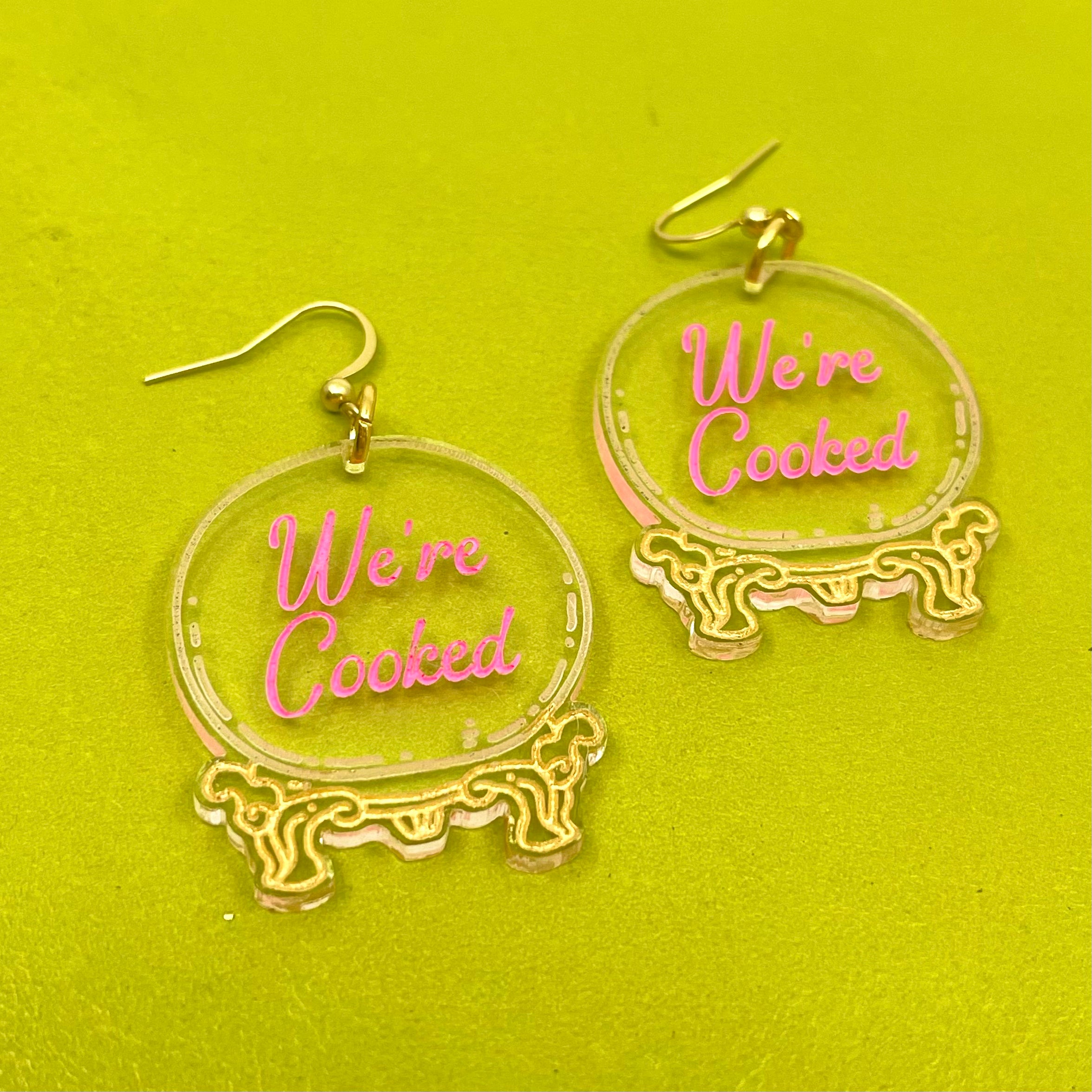 We're Cooked - Retro Crystal Ball Earrings